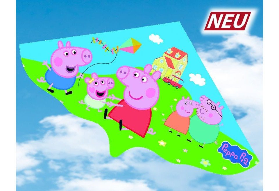Paul Günther Spiel Paul Günther 1214 - PEPPA PIG, Einliner-Drachen aus robuster Folie,...
