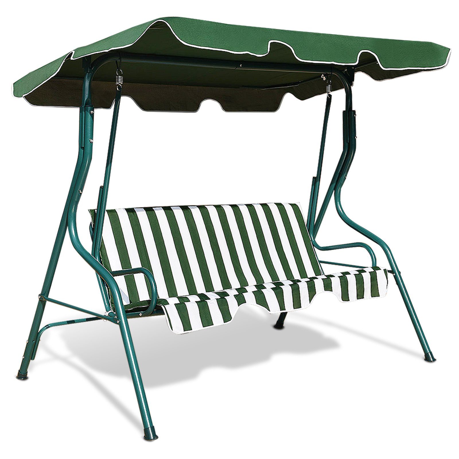 3-Sitzer, Gartenbank, 210 COSTWAY mit Sonnendach, Grün+Weiß bis Hollywoodschaukel kg