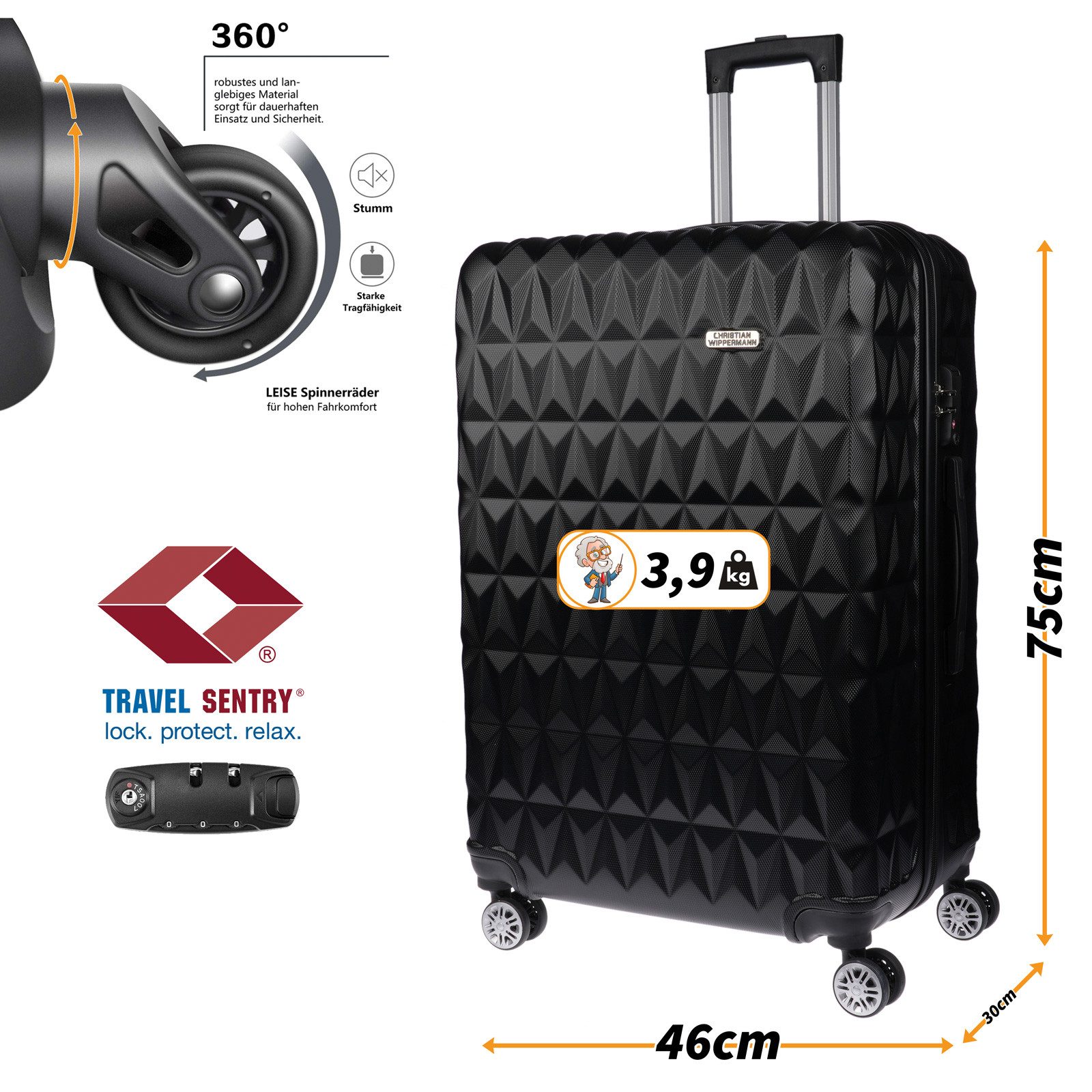 Christian Wippermann Business-Trolley XL großer Koffer Reisekoffer mit Dehn günstig online kaufen