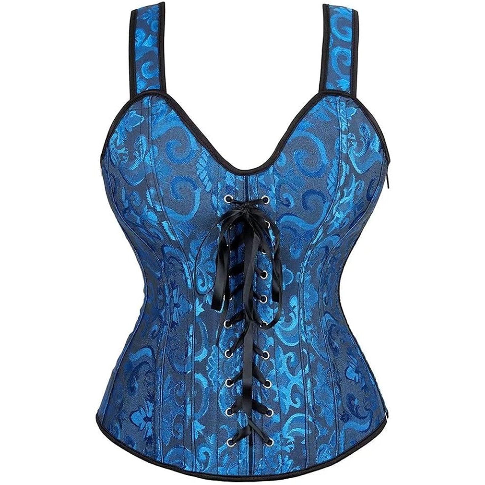 MOPUEA Corsage Corsagen Korsett Top in Übergröße für Damen, Bustier verstellbar (Damen Korsett Top mit Schnürung und verstellbaren Trägern, Jacquard Corsage mit Schnürung vorne und hinten für flexible Passform) Hochelastisch, atmungsaktiv, verstellbar, geschnürt und figurbetont