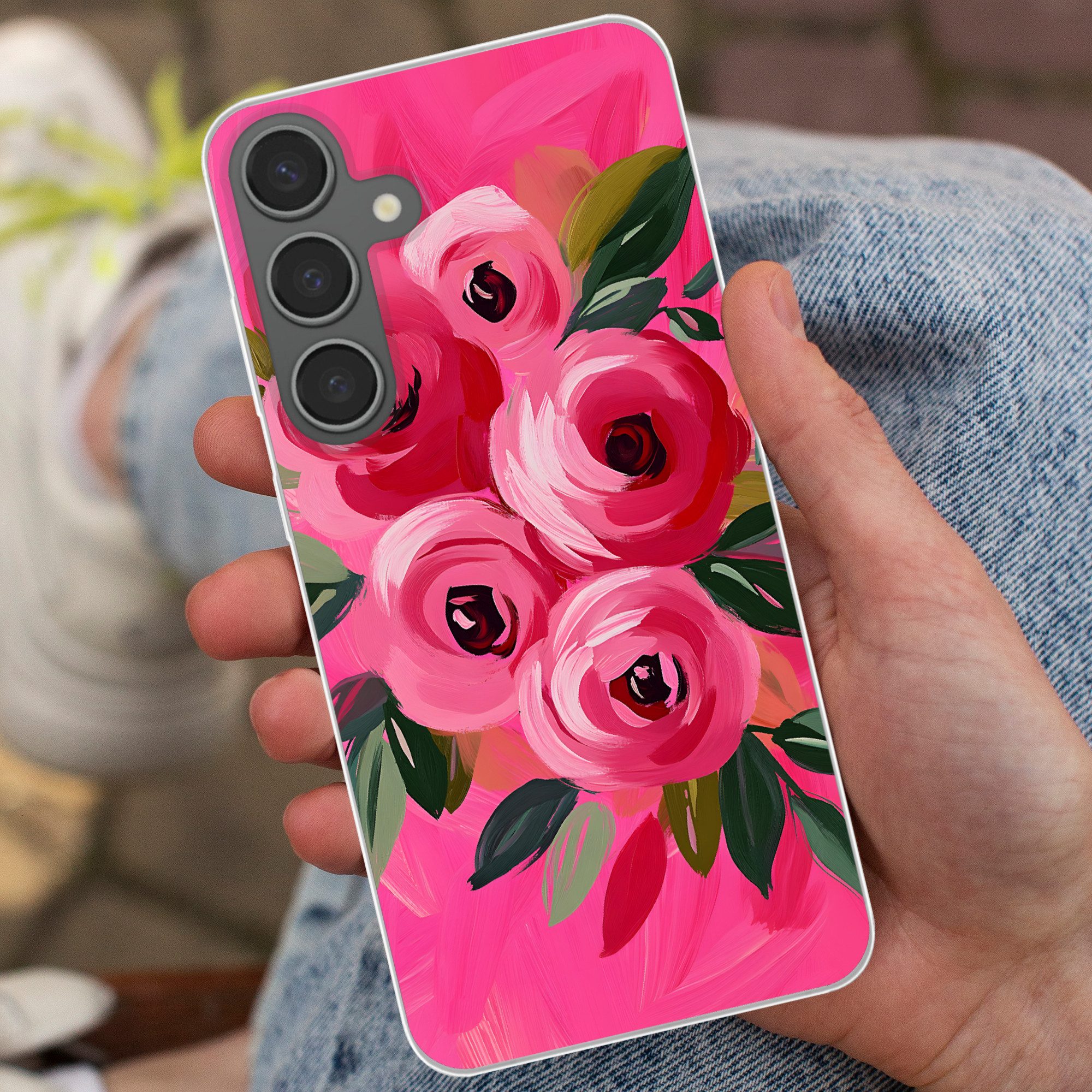 MuchoWow Handyhülle für Samsung Galaxy S24 Plus Blumen - Farbe - Rosa, Phone Case, Silikon, Schutzhülle Dünn