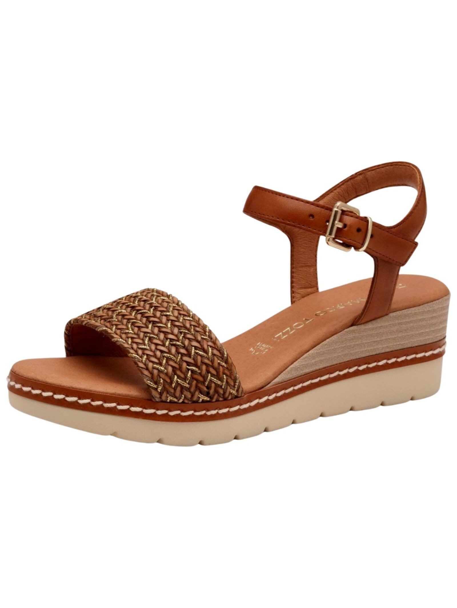 Sandalen Leder/Textil Keilsandalette