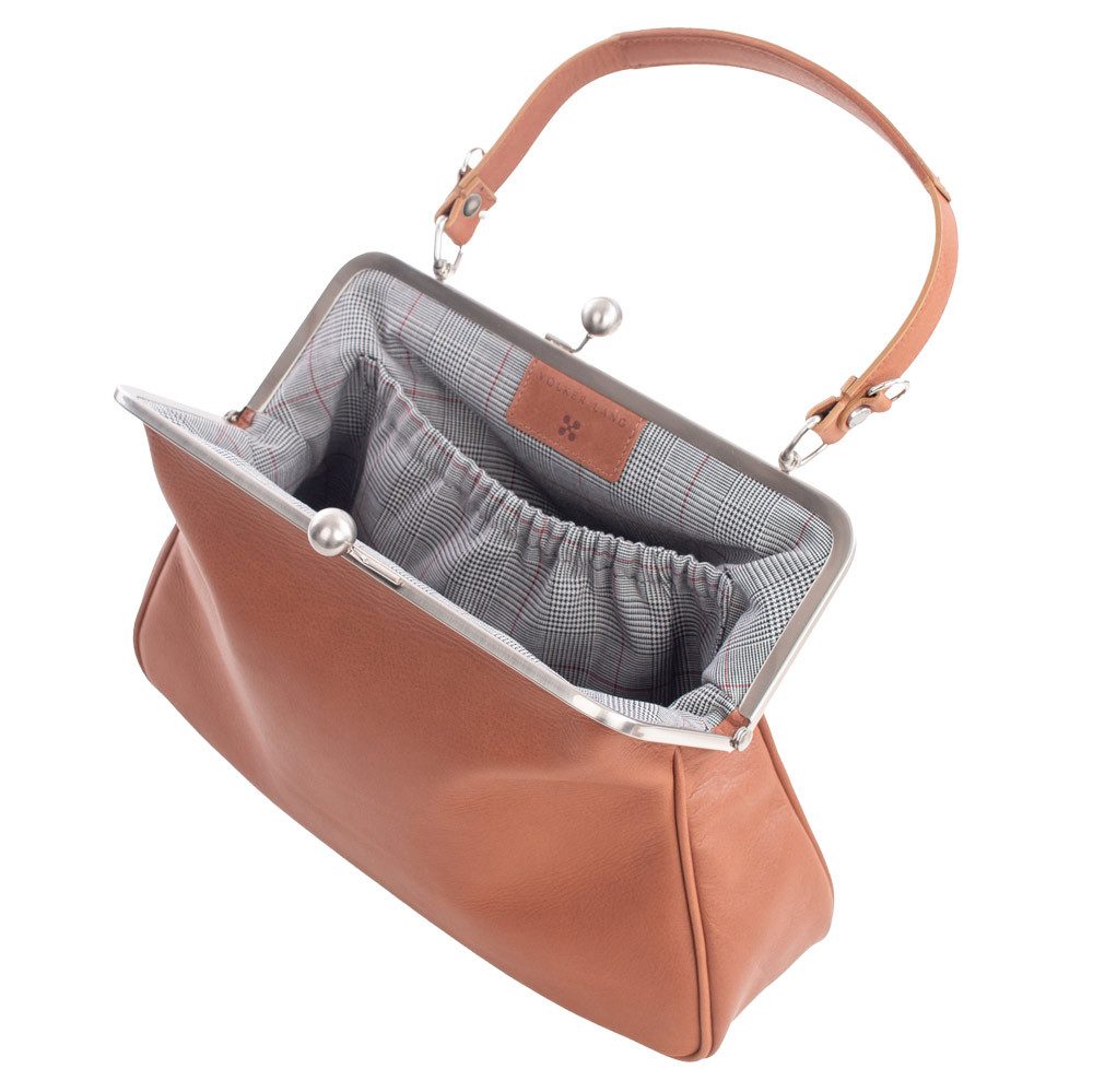 VOLKER LANG Schultertasche ROMY  Elegante Damen Bügeltasche aus italienischem Leder
