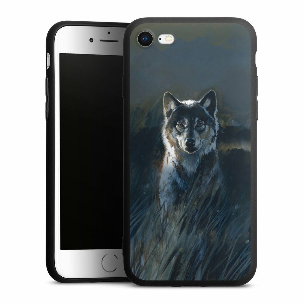 DeinDesign Handyhülle Wolf Natur Malerei Wolf 2, Apple iPhone 8 Silikon Hülle Premium Case Handy Schutzhülle