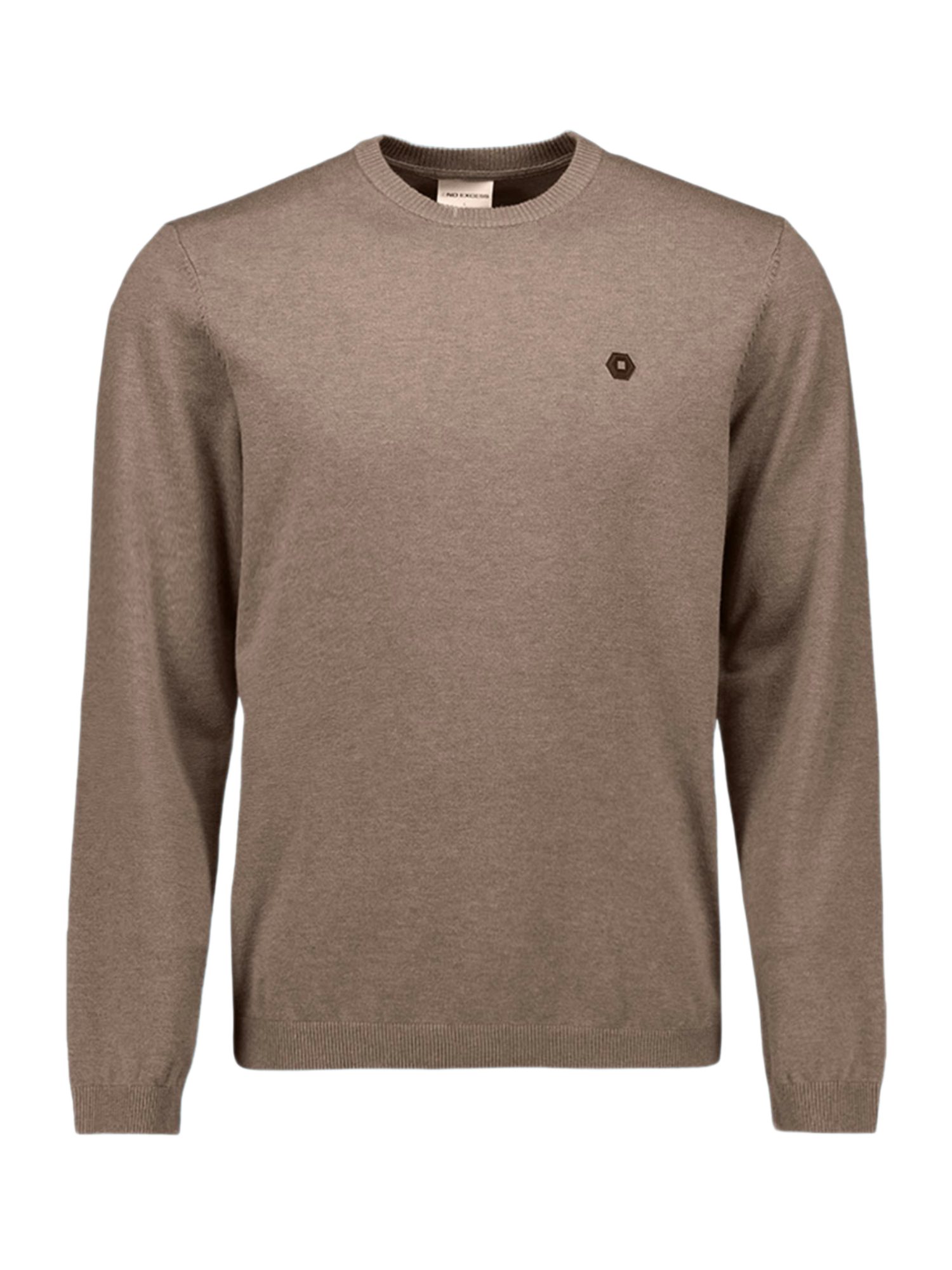 NO EXCESS Strickpullover SN & Fasttrack braun,Freizeit,Baumwolle,Meliert,Rundhals,Langarm,Regular Fit