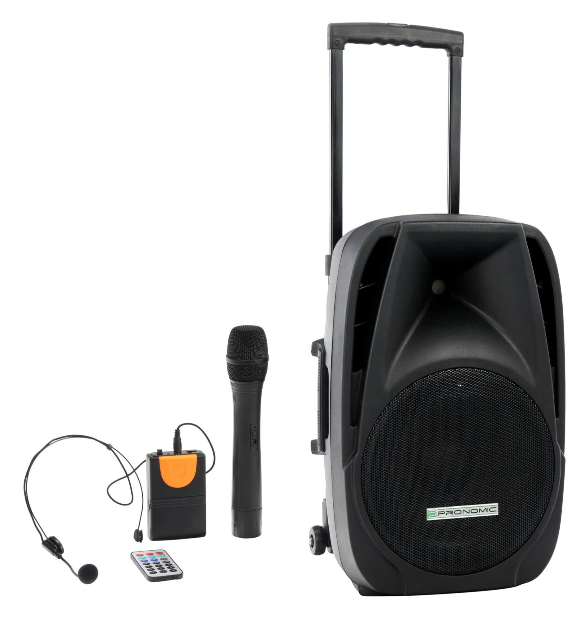 Pronomic Pronomic PH12AW Akku-Aktivbox 12" Lautsprecher (Bluetooth, 80 W, MP3/SD/USB-Player, inkl. Funkmikrofon & Headset)