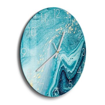 DEQORI Wanduhr 'Meer aus Marmor' (Glas Glasuhr modern Wand Uhr Design Küchenuhr)
