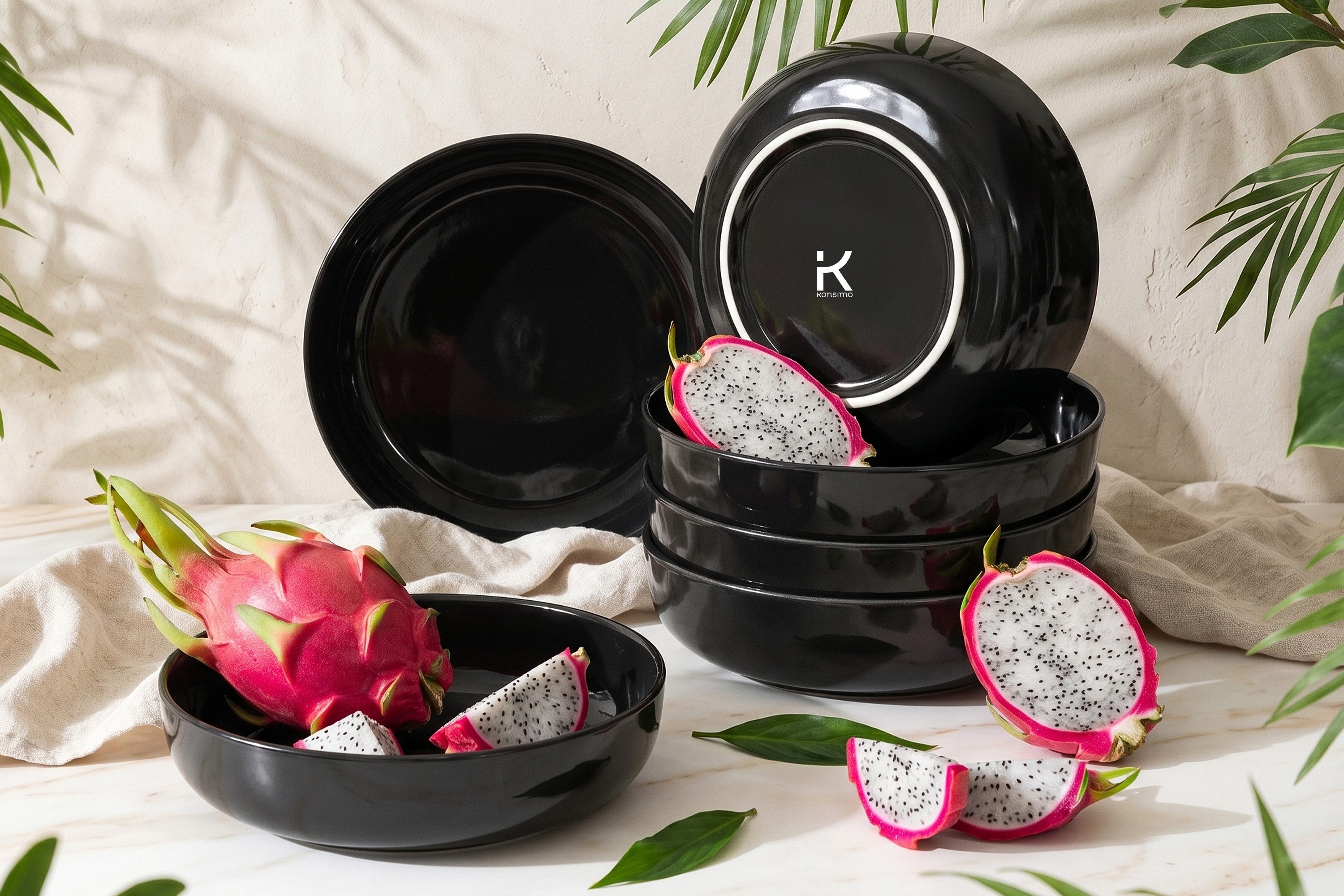 KONSIMO® Teller-Set VICTO Tafelservice hergestellt in der EU (6-tlg), 6 Personen, Steingut, spülmaschinengeeignet, mikrowellengeeignet, 6x Suppenteller
