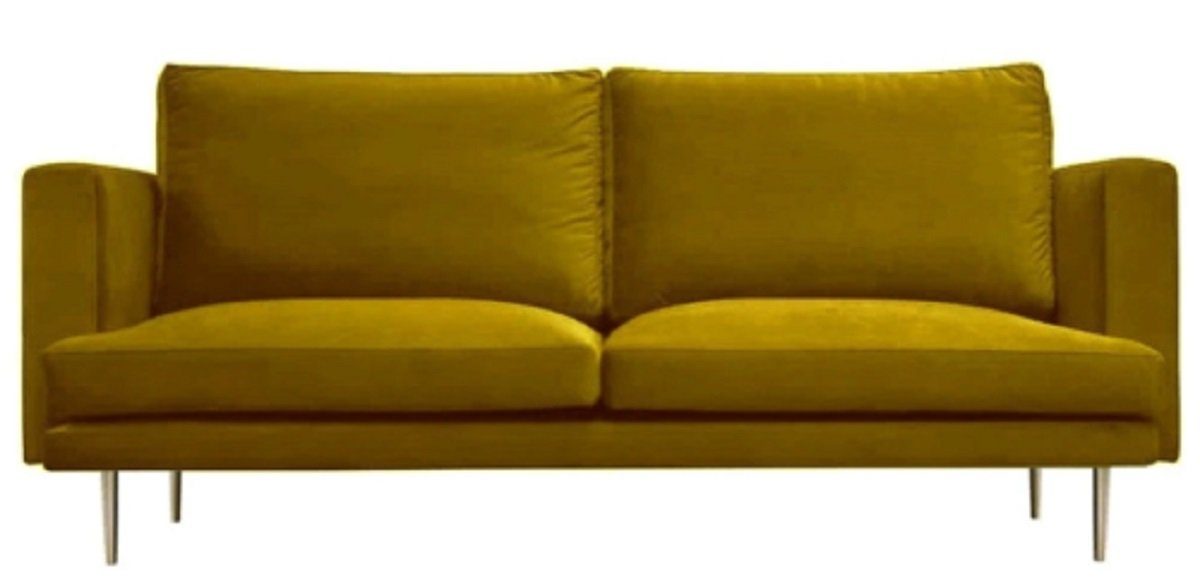 JVmoebel Sofa, Sofa Samt Gelb Italienische Modern Stoff Dreisitzer Textil Möbel