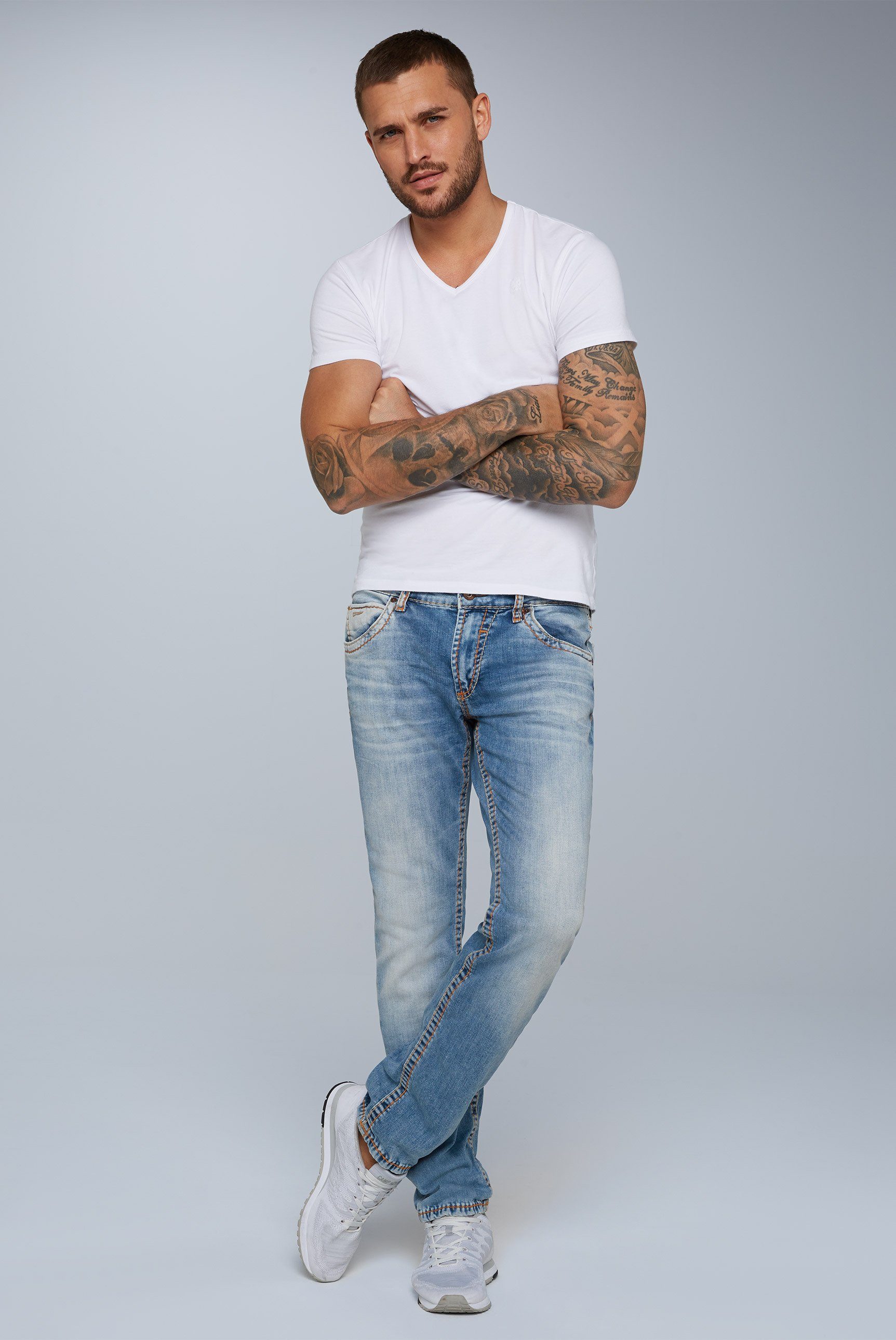 CAMP DAVID Regular-fit-Jeans mit breiten Nähten