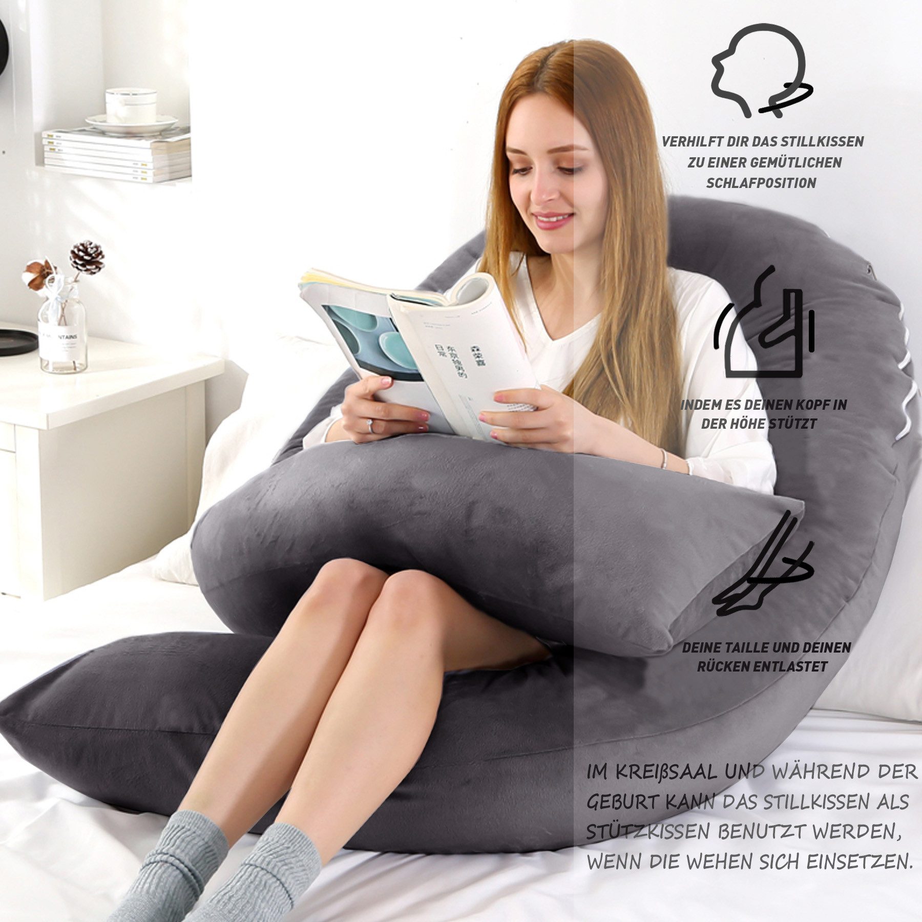 CALIYO Seitenschläferkissen Stillkissen, U-förmiges Schwangerschaftskissen günstig online kaufen