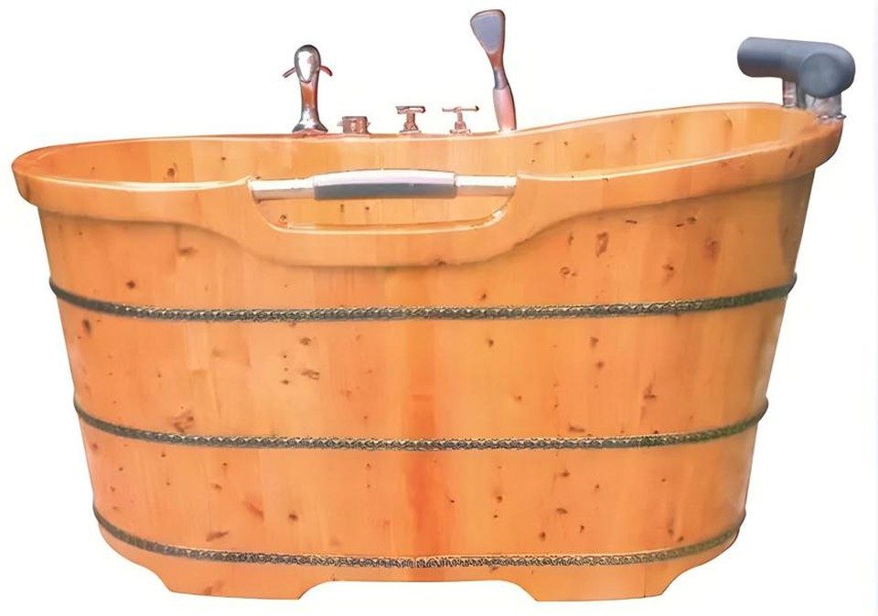 Xlmoebel Badewanne Fitovanna Holzbadewanne in warmer Brauntönung, Made in Europa