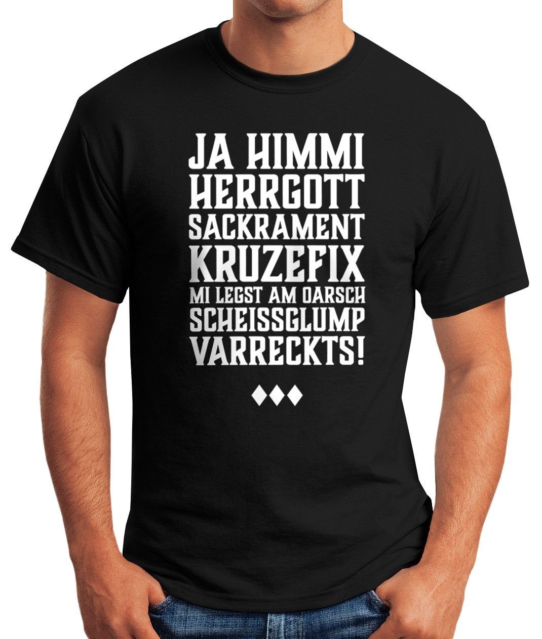 mit MoonWorks Moonworks® T-Shirt Fun-Shirt Print-Shirt Himmi Print Herrgott Sakrament Herren