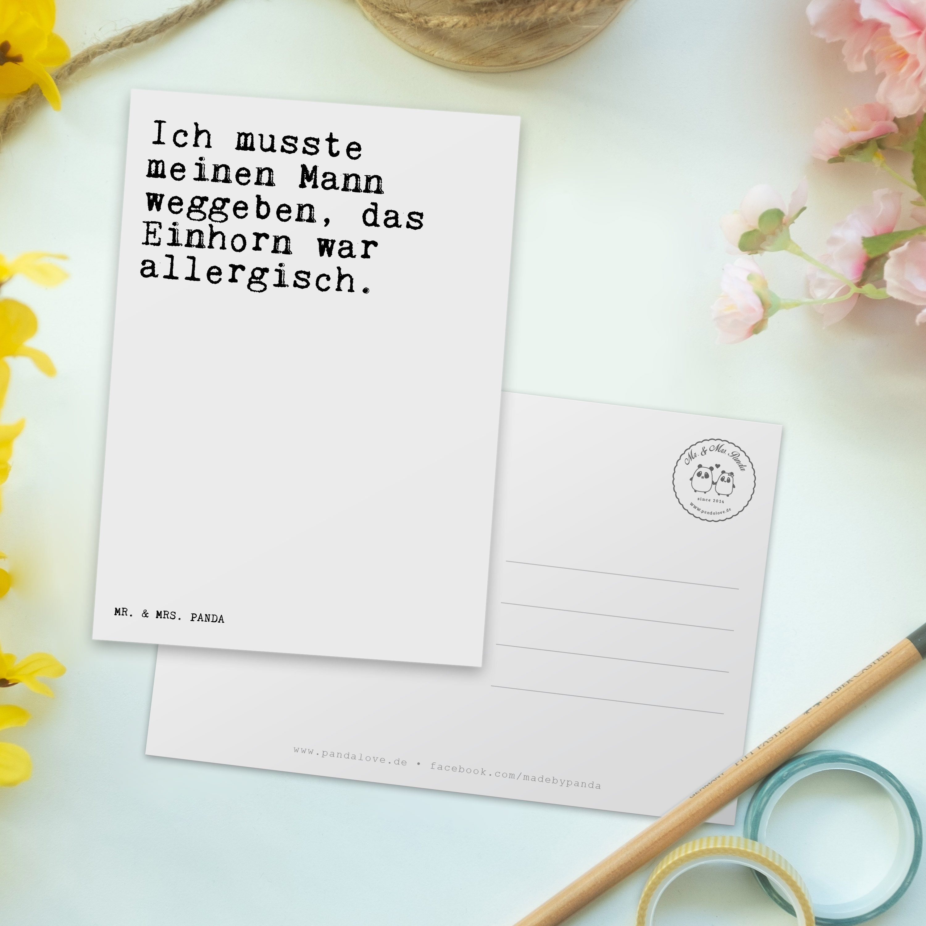 musste lustig, Mr. - Geschenk, Ich Karte, Mrs. Panda Geburtsta Mann... - Postkarte Weiß & meinen