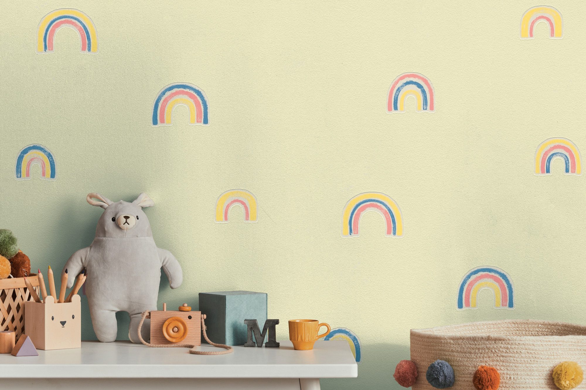 living walls Vliestapete Kids Studio Regenbogen – Vliestapete für Kinder, glatt, leicht glänzend, grafisch, Motiv, Handgezeichnete Regenbögen in freundlichen Pastellfarben