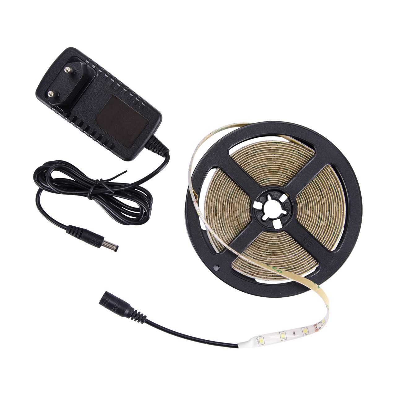 Licht-Erlebnisse LED Stripe JETTA, LED Band IP65 Netzstecker 6500 K kaltweiß 5m Bad Küche