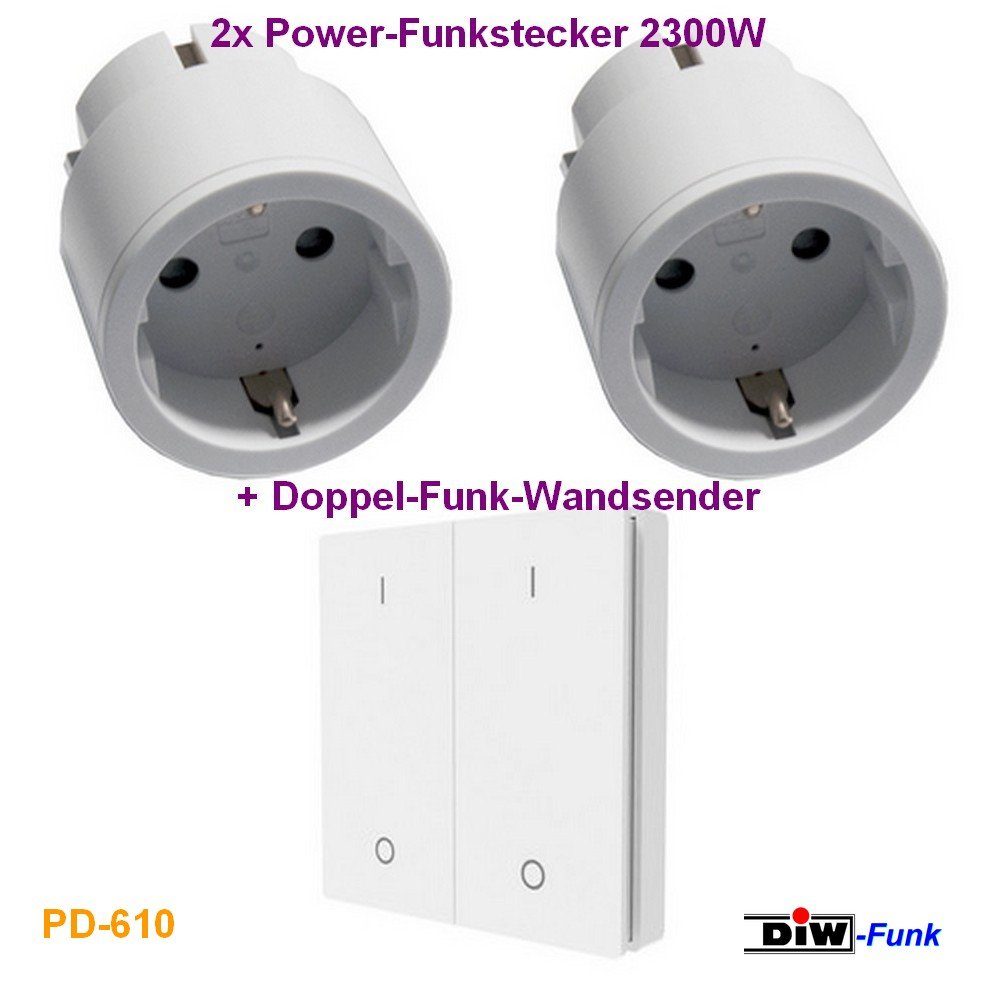 DIW-Funk Intertechno, Schaltkontakte, 2x Funkstecker 1-tlg. SUPER Licht-Funksteuerung SPARSET: 1 PD-610