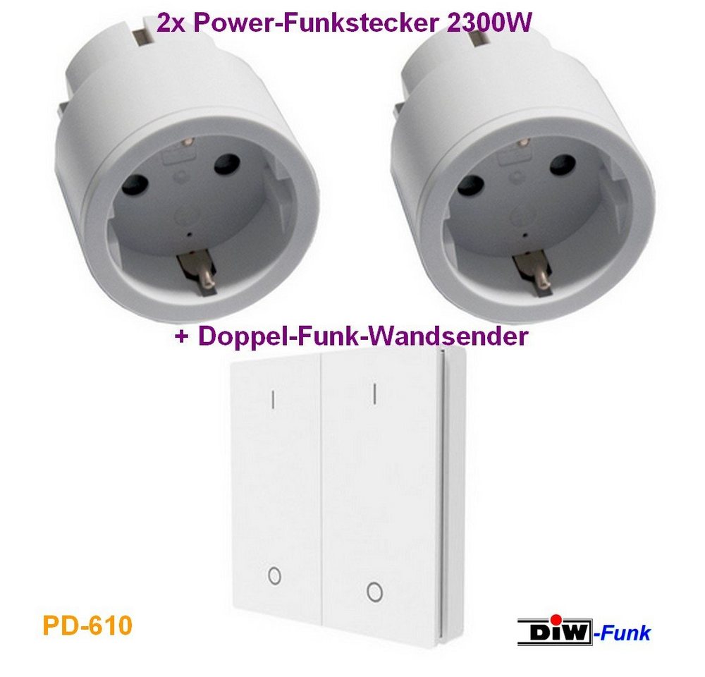 Thumbnail - DIW-Funk Licht-Funksteuerung PD-610 SUPER SPARSET: 2x Funkstecker Intertechno + Doppelwandsender, für Lichtsteuerung, Ge...