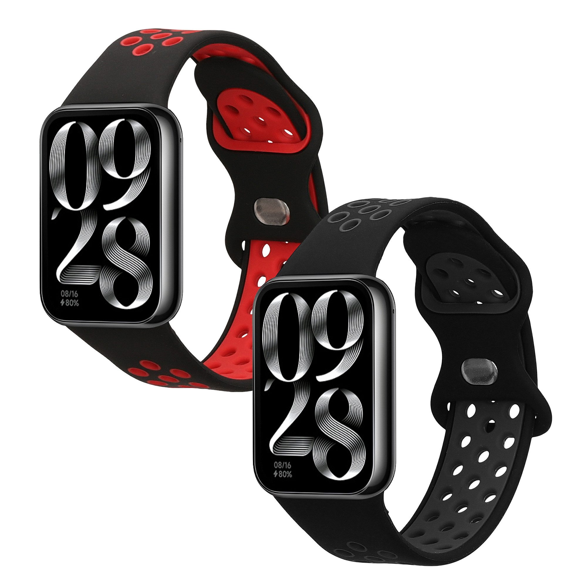 kwmobile Smartwatch-Armband 2x Uhrenarmband für Xiaomi Smart Band 8 Pro / Band 9 Pro / Redmi Watch, Fitnesstracker Band Set aus TPU Silikon - Ersatzarmband Smartwatch