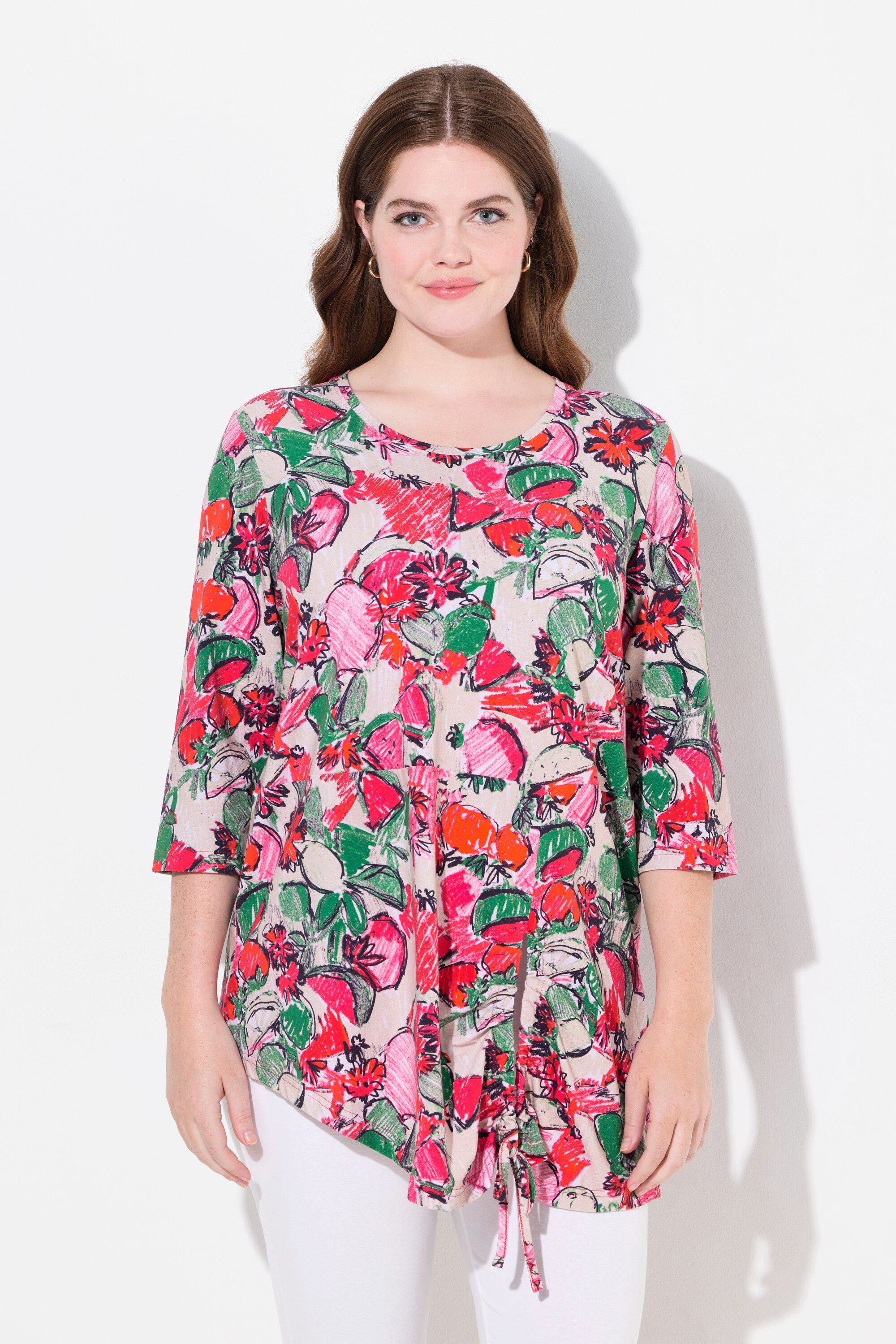 Ulla Popken Longshirt Longshirt Saumband Rundhals günstig online kaufen