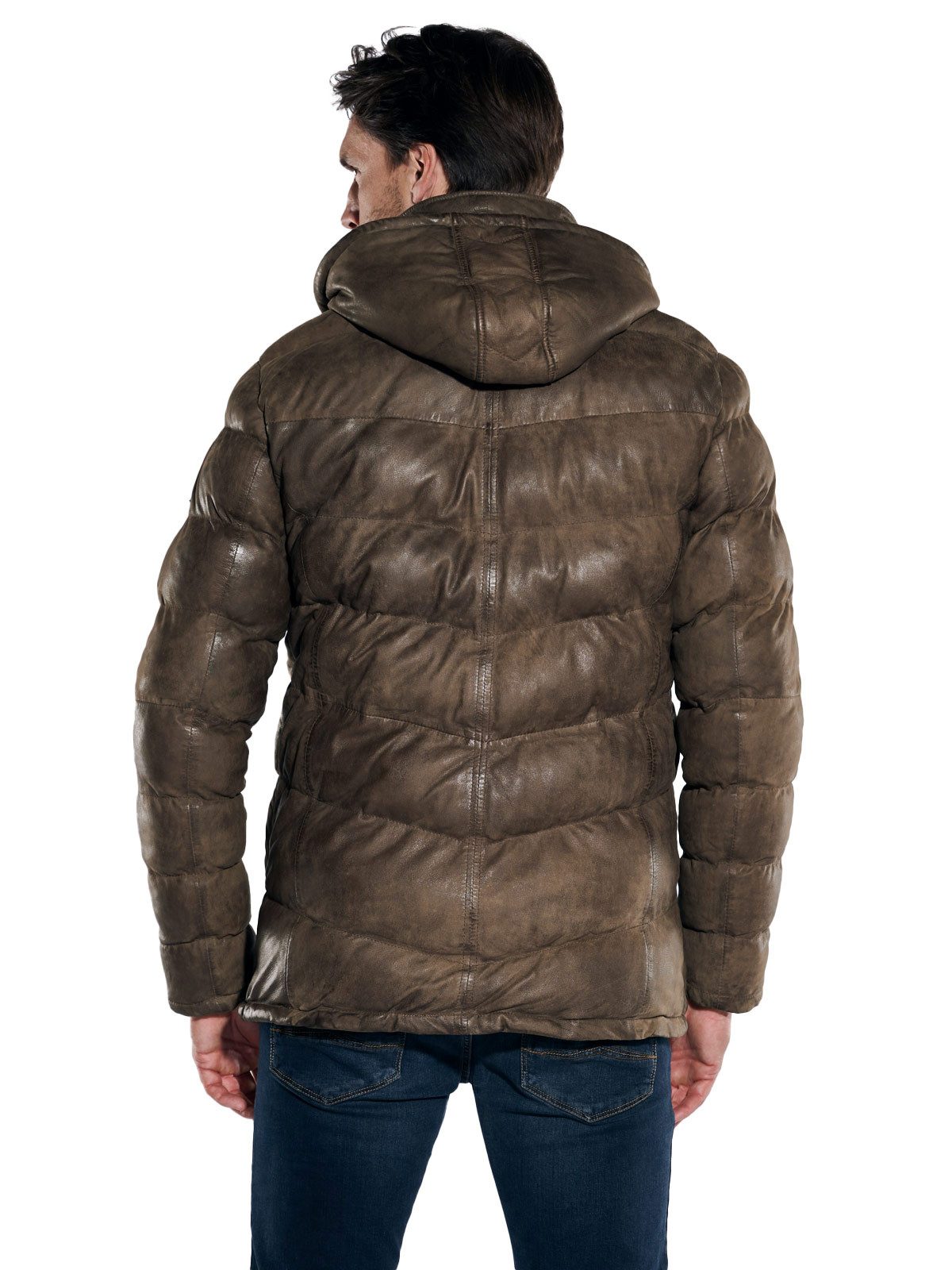 Engbers Lederjacke engbers Herren Lederjacke mit Kapuze, Dunkelbraun günstig online kaufen
