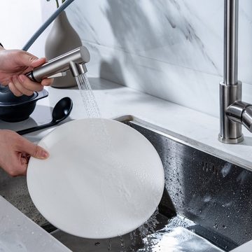 Vicbuy Küchenarmatur 360° drehbar ausziehbar Edelstahl Küchenspüle Wasserhahn