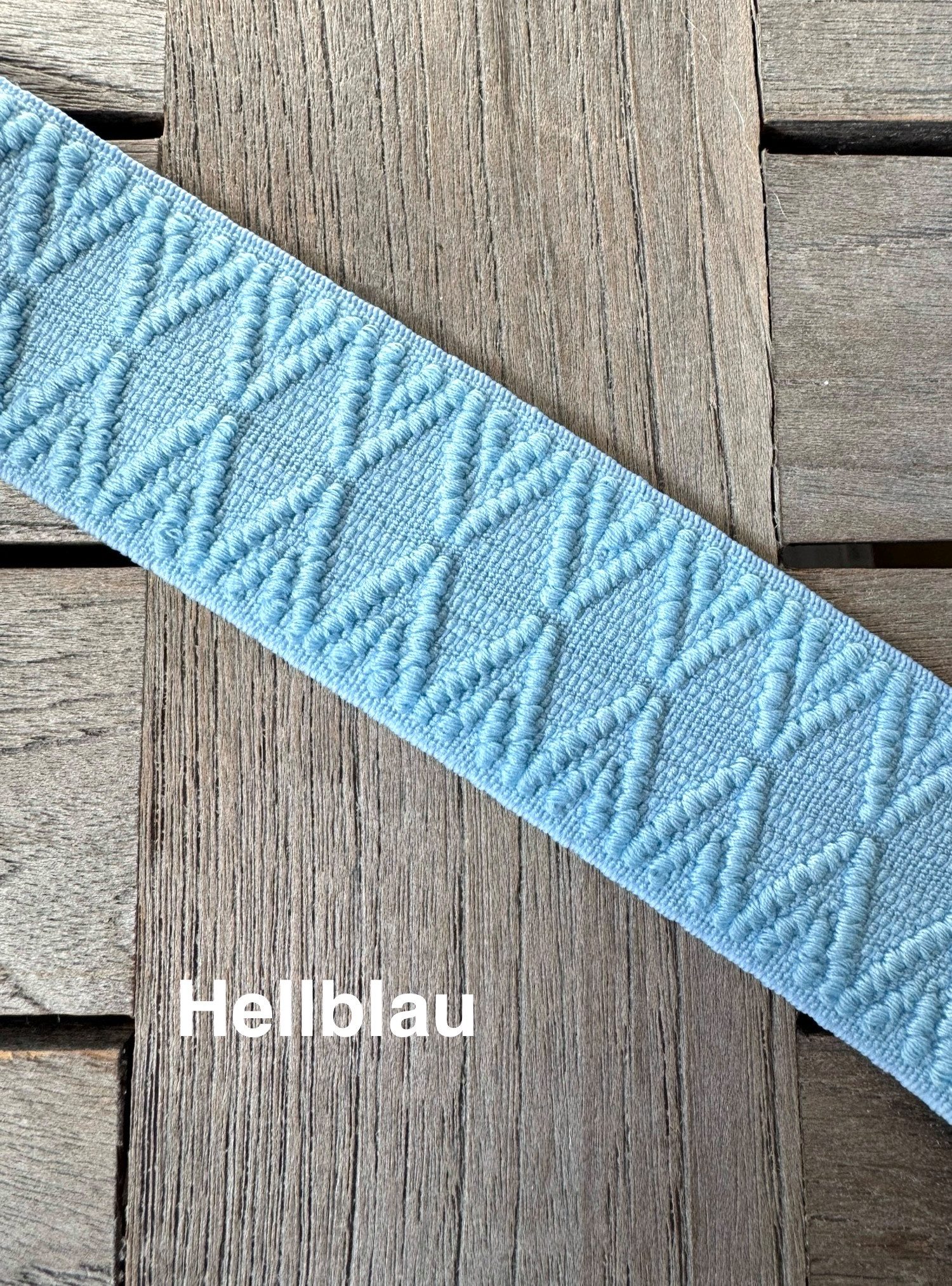 Hartmann-Knöpfe Gummiband Hellblaues Gummiband Band elastisch 4 cm breit strukturiert
