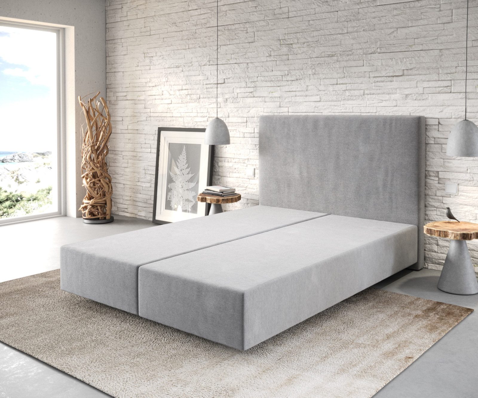 DELIFE Bettgestell Dream-Well, Mikrofaser Grau 140x200 günstig online kaufen
