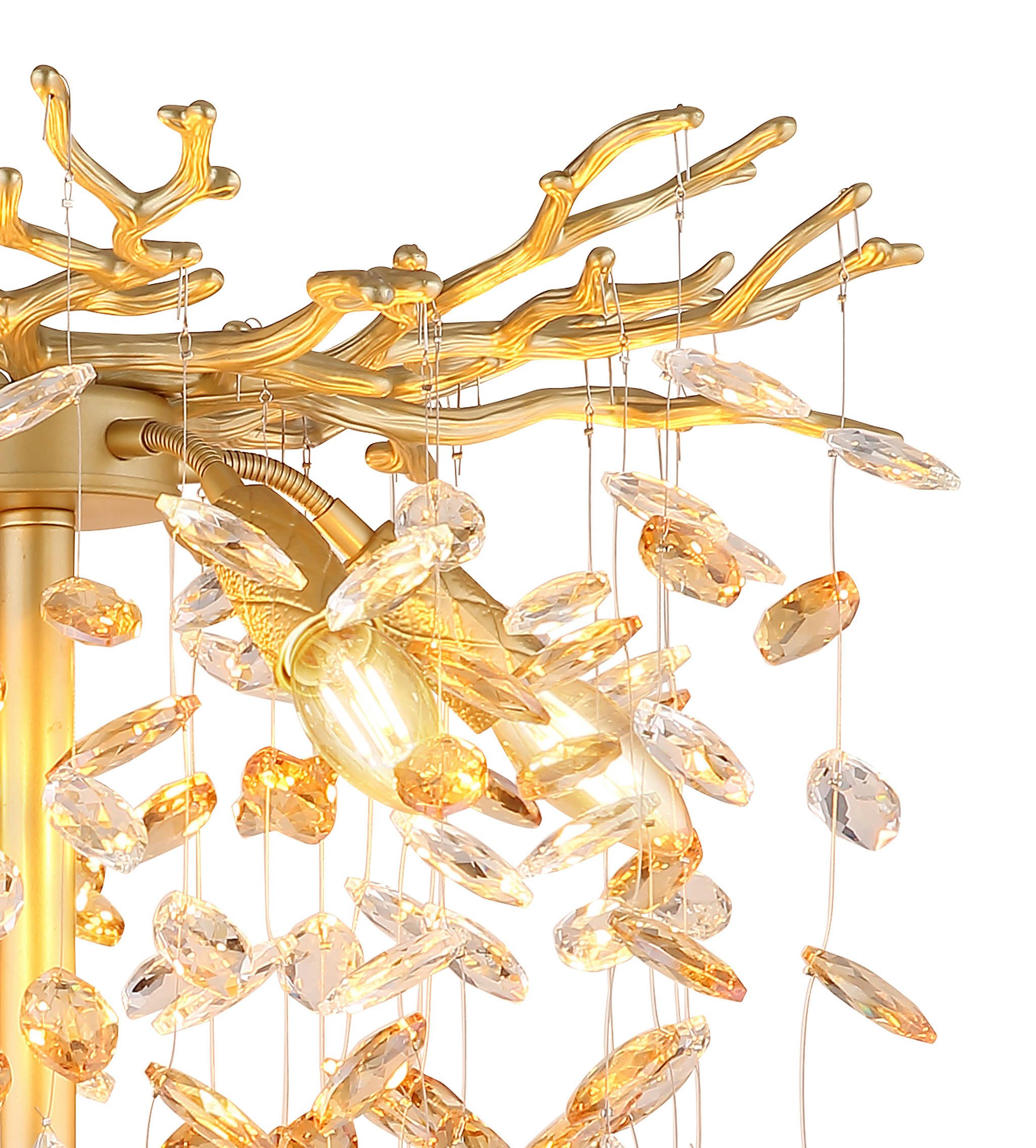 GLOBO LIGHTING Stehlampe QUEENA, ohne Leuchtmittel, Stehleuchte gold Kristall, E14, Fußschalter, klassisch elegant