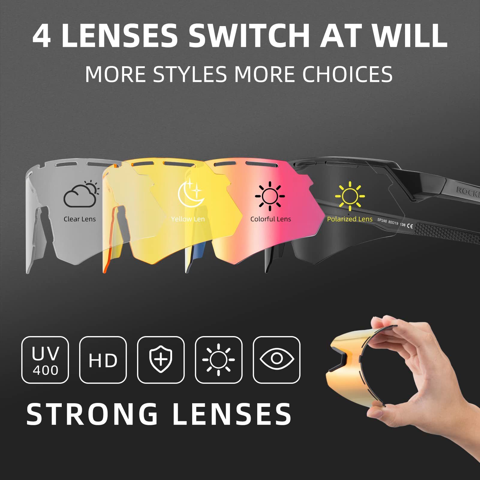 ROCKBROS Fahrradbrille Polarisierte Fahrradbrille Sonnenbrille, UV-Schutz günstig online kaufen