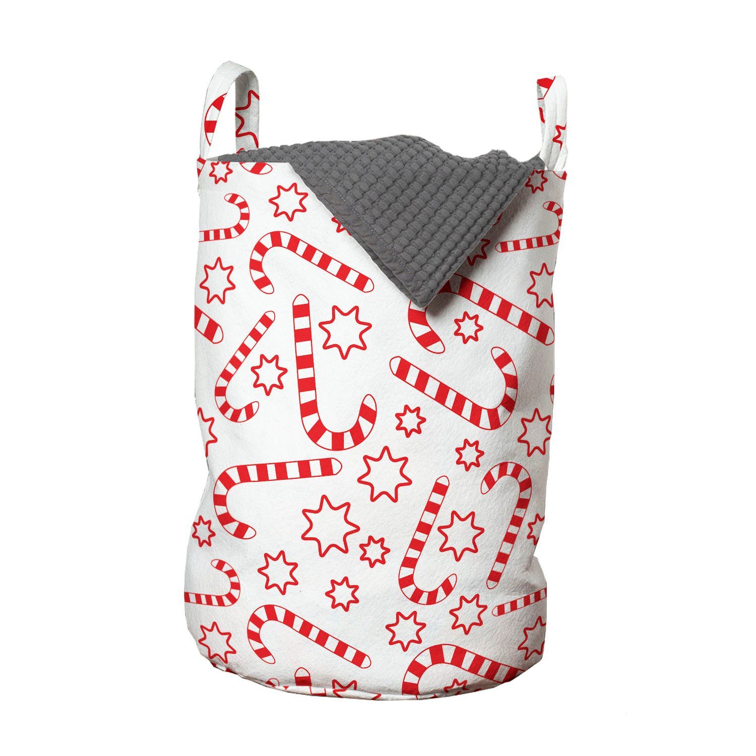 Abakuhaus Wäschesäckchen Wäschekorb mit Griffen Kordelzugverschluss für Waschsalons, Zuckerstange Weihnachten Theme Sterne