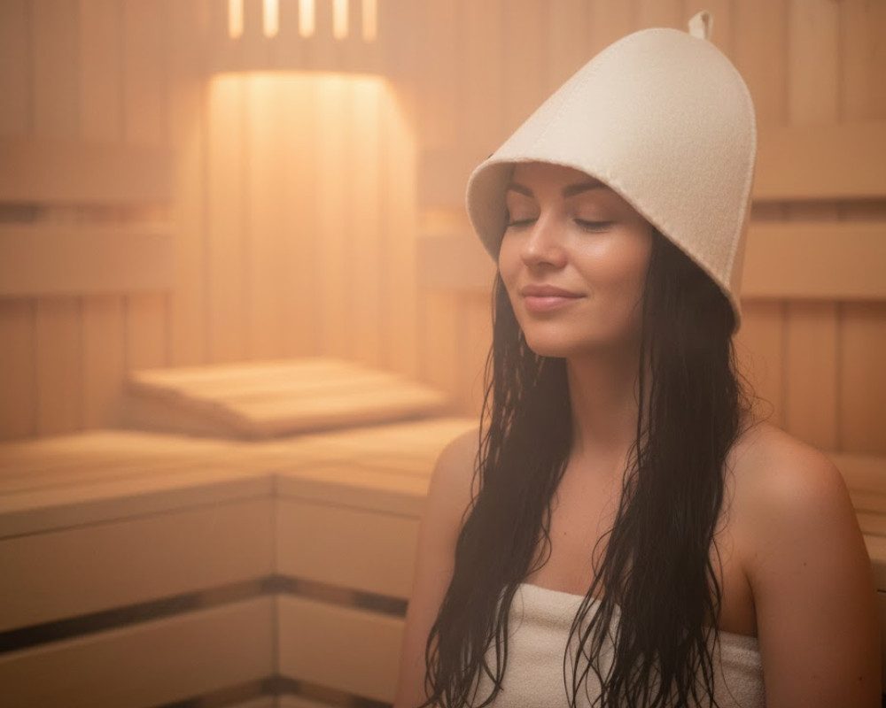 Saunagut Sauna-Aufgussset Saunagut Sauna-Mütze weiß aus Filz (Halbwolle)