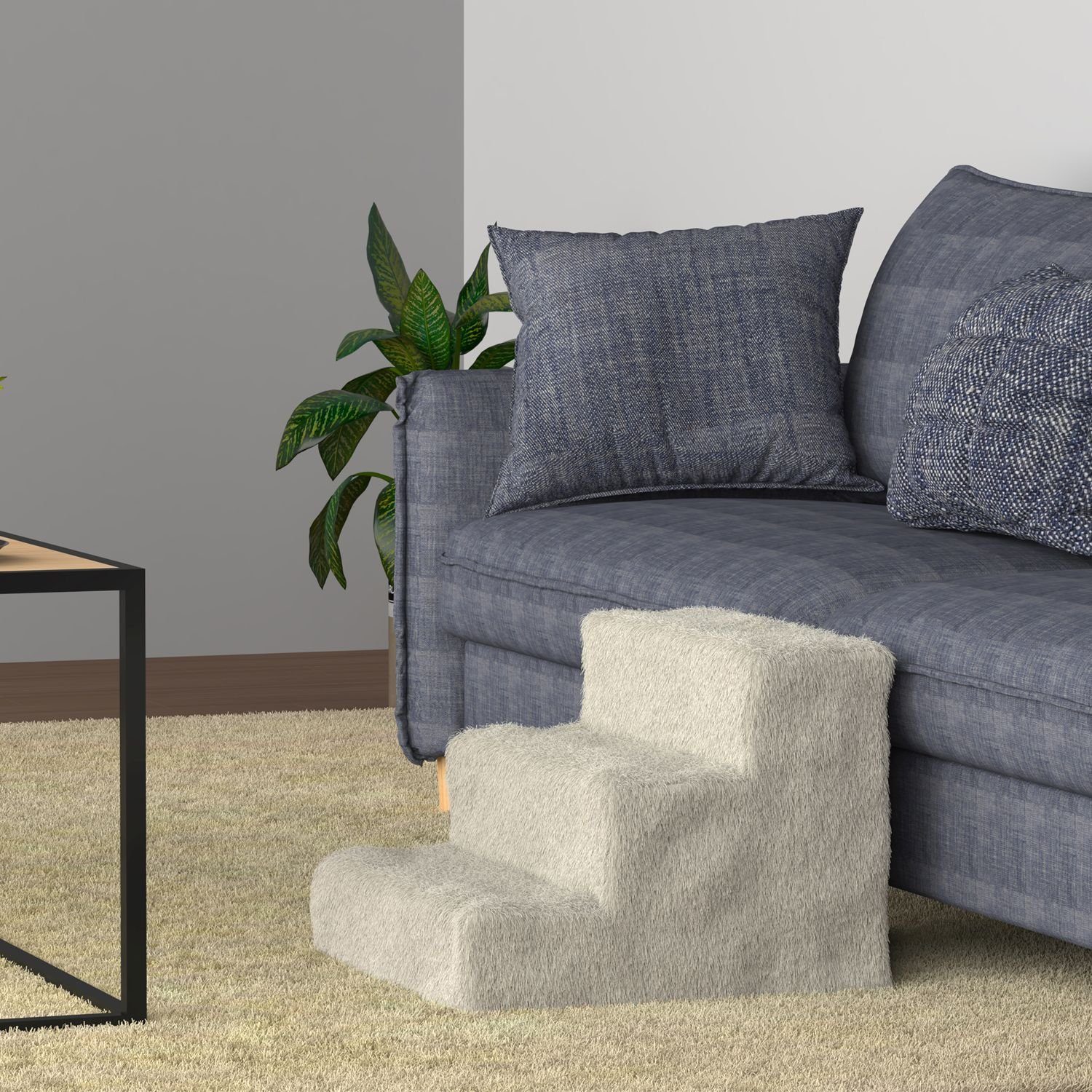 Juskys Haustiertreppe Timmy, waschbarer Plüschbezug, belastbar günstig online kaufen