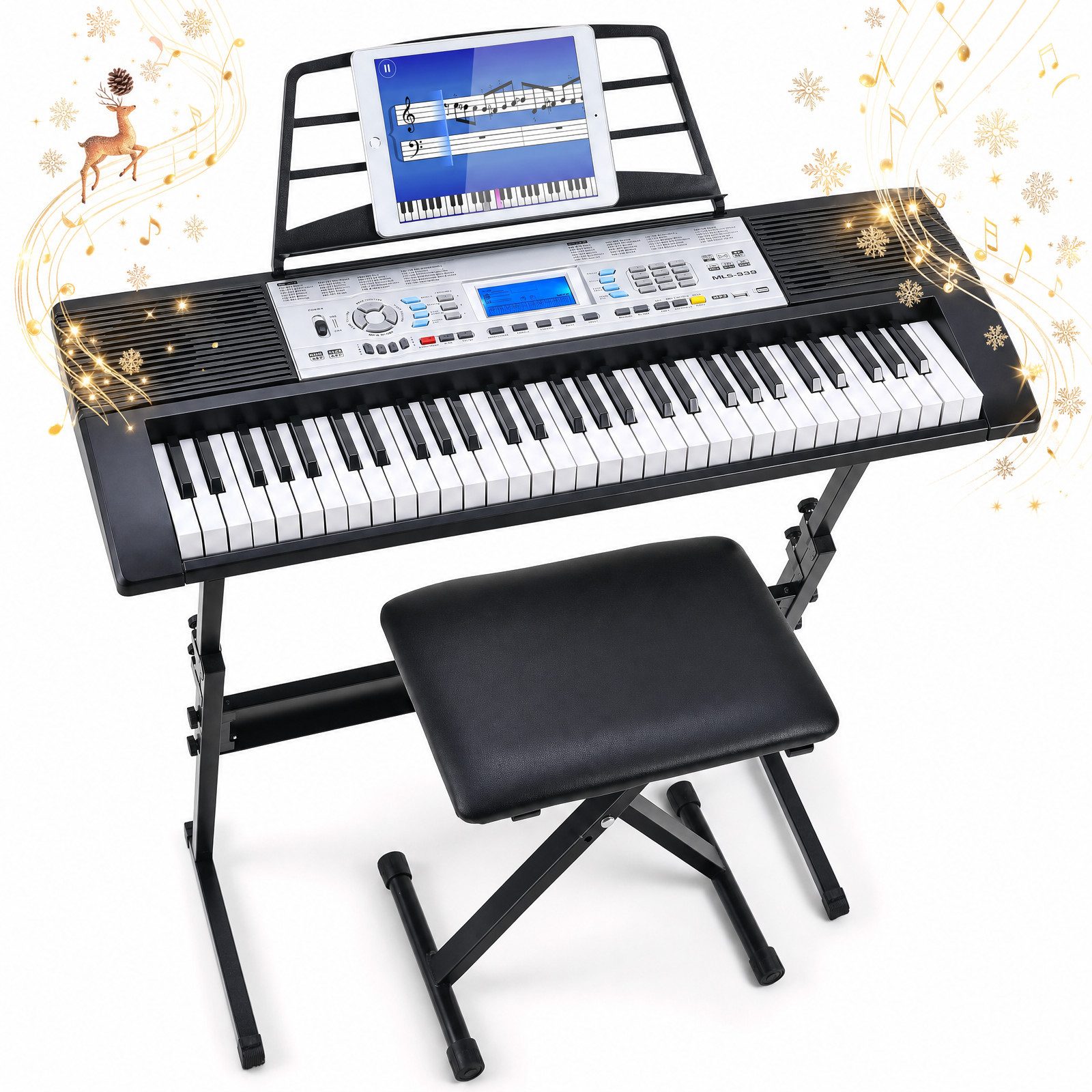 TLGREEN Digitalpiano Keyboard Piano, Digital Klavier 61 Tasten, E-Piano Tastatur, Stagepiano, Home-Keyboard, für Anfänger