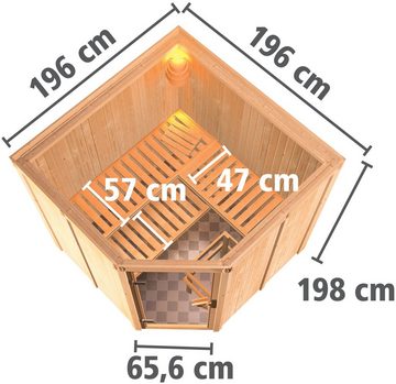 Karibu Sauna Jarla, BxTxH: 196 x 196 x 198 cm, 68 mm, (Set) 9-kW-Bio-Ofen mit externer Steuerung