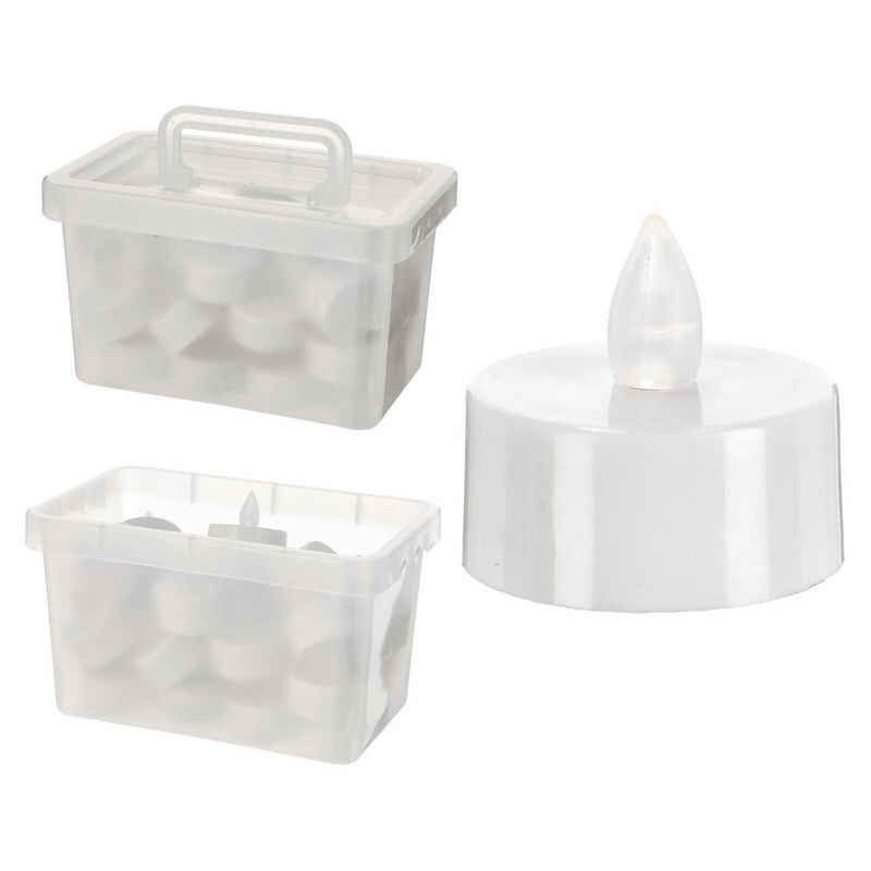 Meinposten LED-Kerze »LED Teelicht Kerzen 24 Stück in Box Kerzen Flackern Ø 4cm warmweiß Batterie inkl« (Set, 24-tlg)