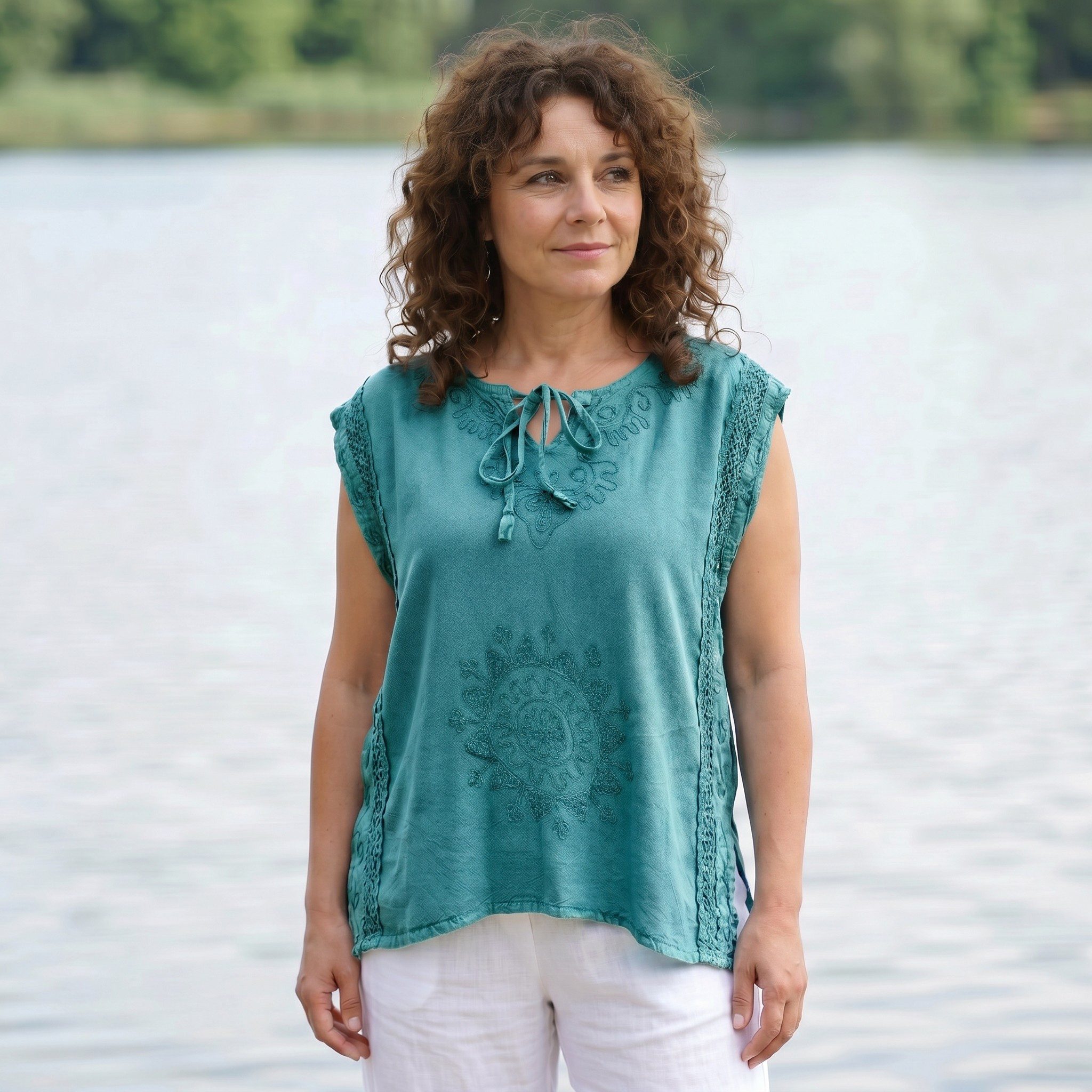 Guru-Shop T-Shirt Besticktes indisches Hippie Top, Boho chic.. Festival, Ethno Style, alternative Bekleidung – Bild 2 von 5