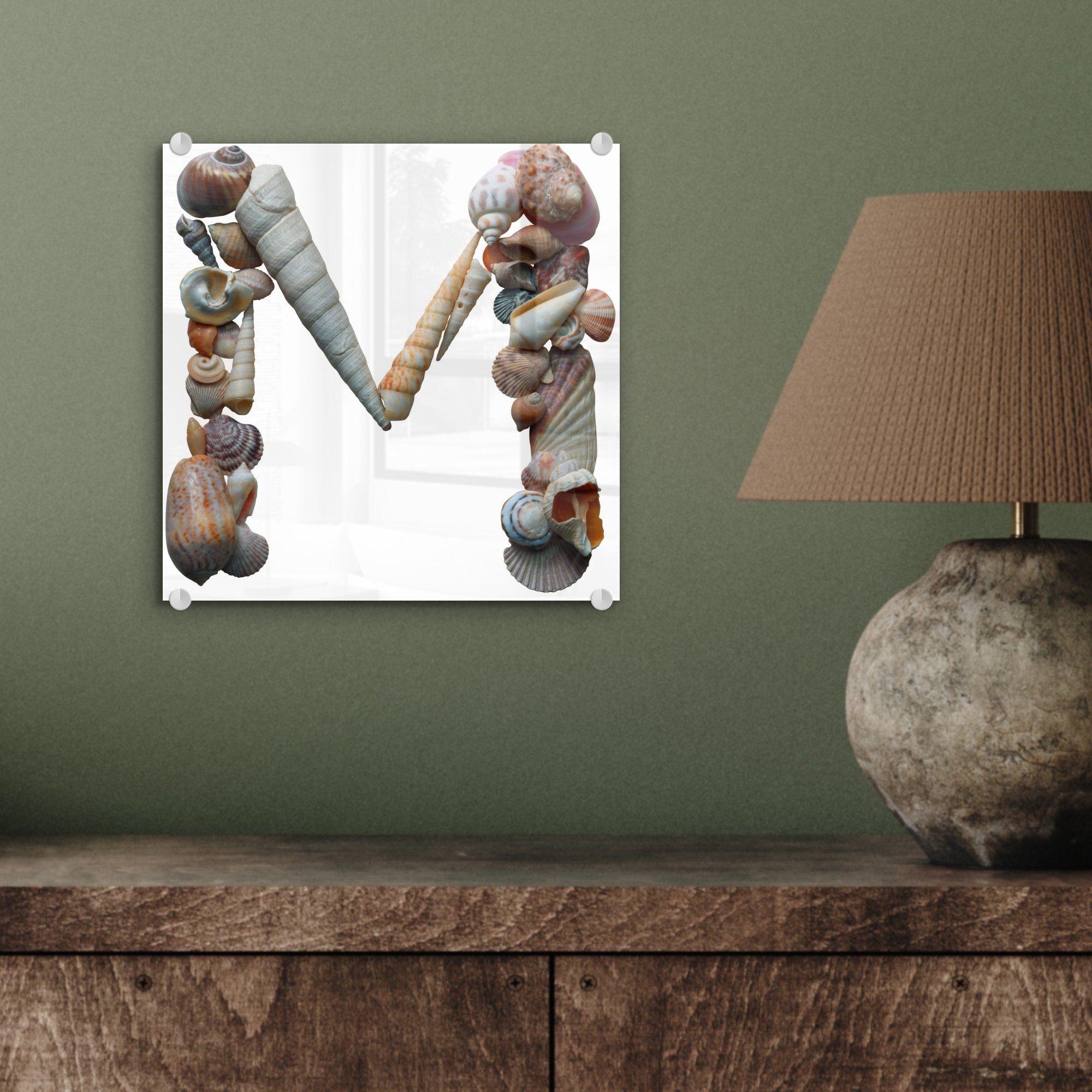 Wandbild Muscheln, Der Acrylglasbild aus Glasbilder (1 MuchoWow M, Glas Buchstabe gebildet - Wanddekoration - - Bilder auf Foto Glas St), auf