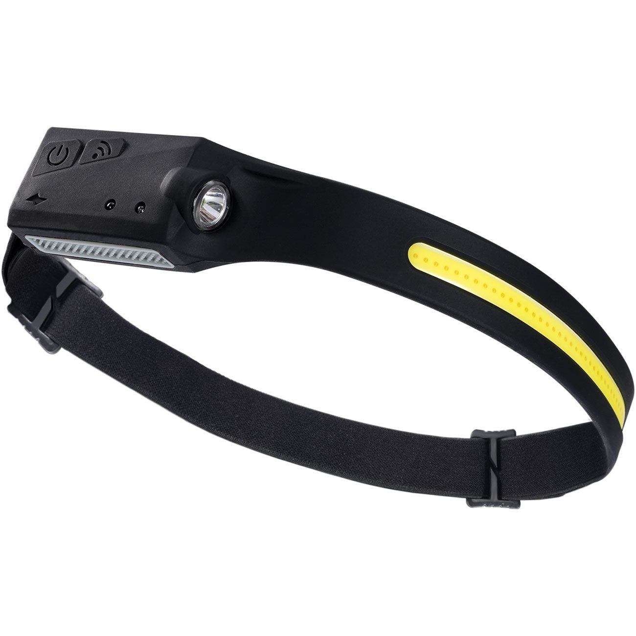 shop'n smile ideoon Stirnlampe Superhelle COB-LED Stirnlampe 230° Weitwinkel 50lm Akku Kopflampe (2-St), Stirnlampe mit Gestensteuerung & Lichtband, verstellbare Größe
