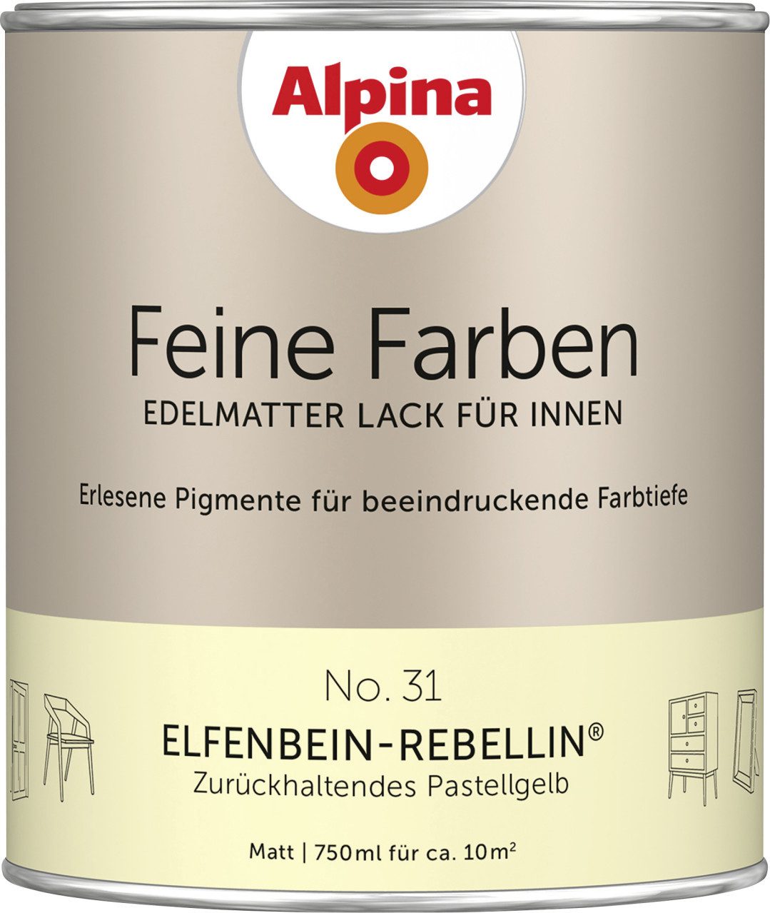Alpina Wandfarbe Alpina Feine Farben Lack No. 31 Elfenbein-Rebellin. € 22,19, (€ 29,59 pro 1 l).