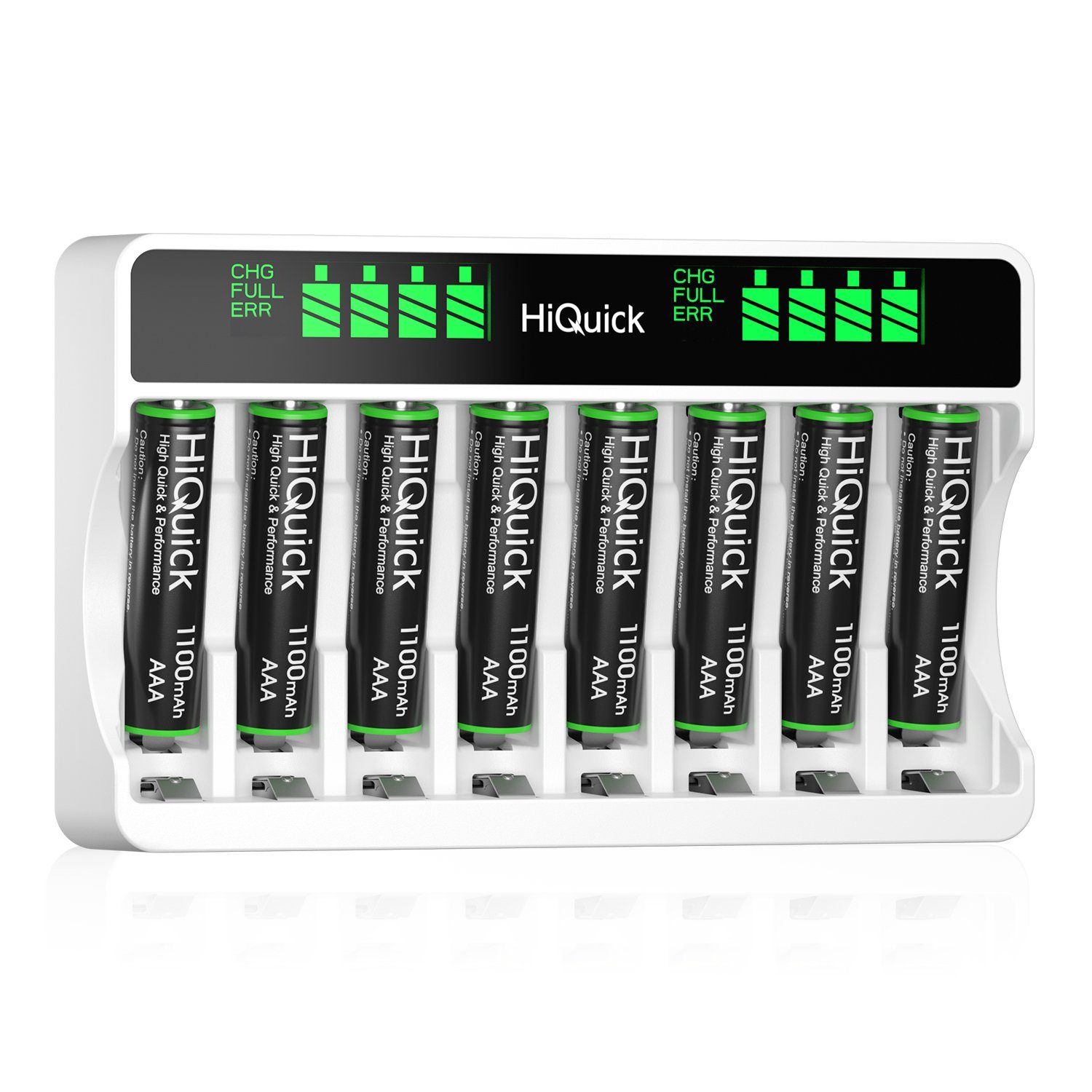 HiQuick Akku Ladegerät mit 8 AAA Akku, für AA/AAA wiederaufladbar Batterien Batterie-Ladegerät