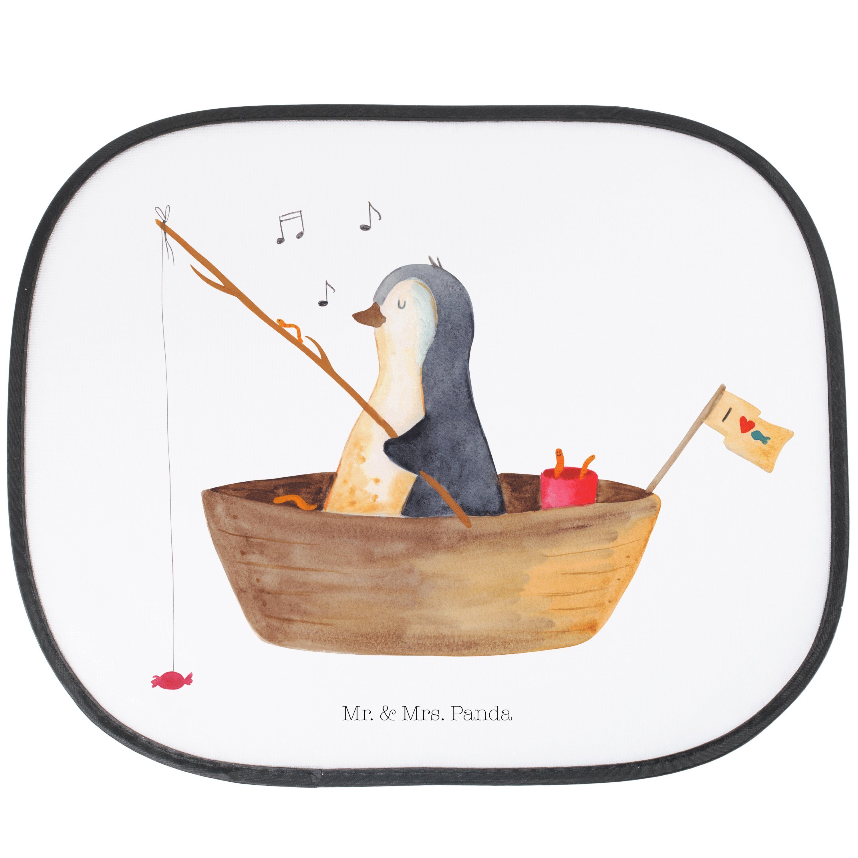 Sonnenschutz Pinguin Angelboot - Weiß - Geschenk, Sonnenschutz Kinder, Sonne, geni, Mr. & Mrs. Panda, Seidenmatt