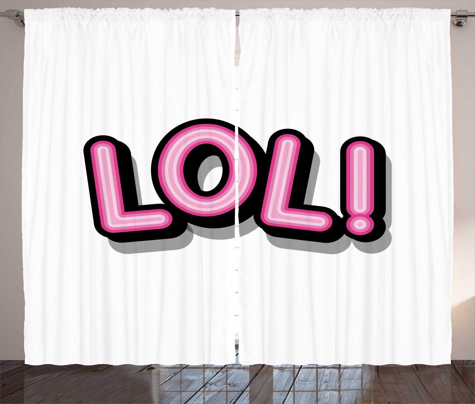 Gardine Schlafzimmer Krauselband Vorhang Mit Schlaufen Und Haken Abakuhaus Lol Retro Letters Vintage Pop Art Online Kaufen Otto