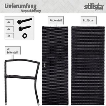 STILISTA Gartenbank 2-Sitzer Sitzbank Parkbank Rattanbank, aus UV-beständigem Polyrattan-Geflecht, 122 x 52 x 89 cm, Farbwahl