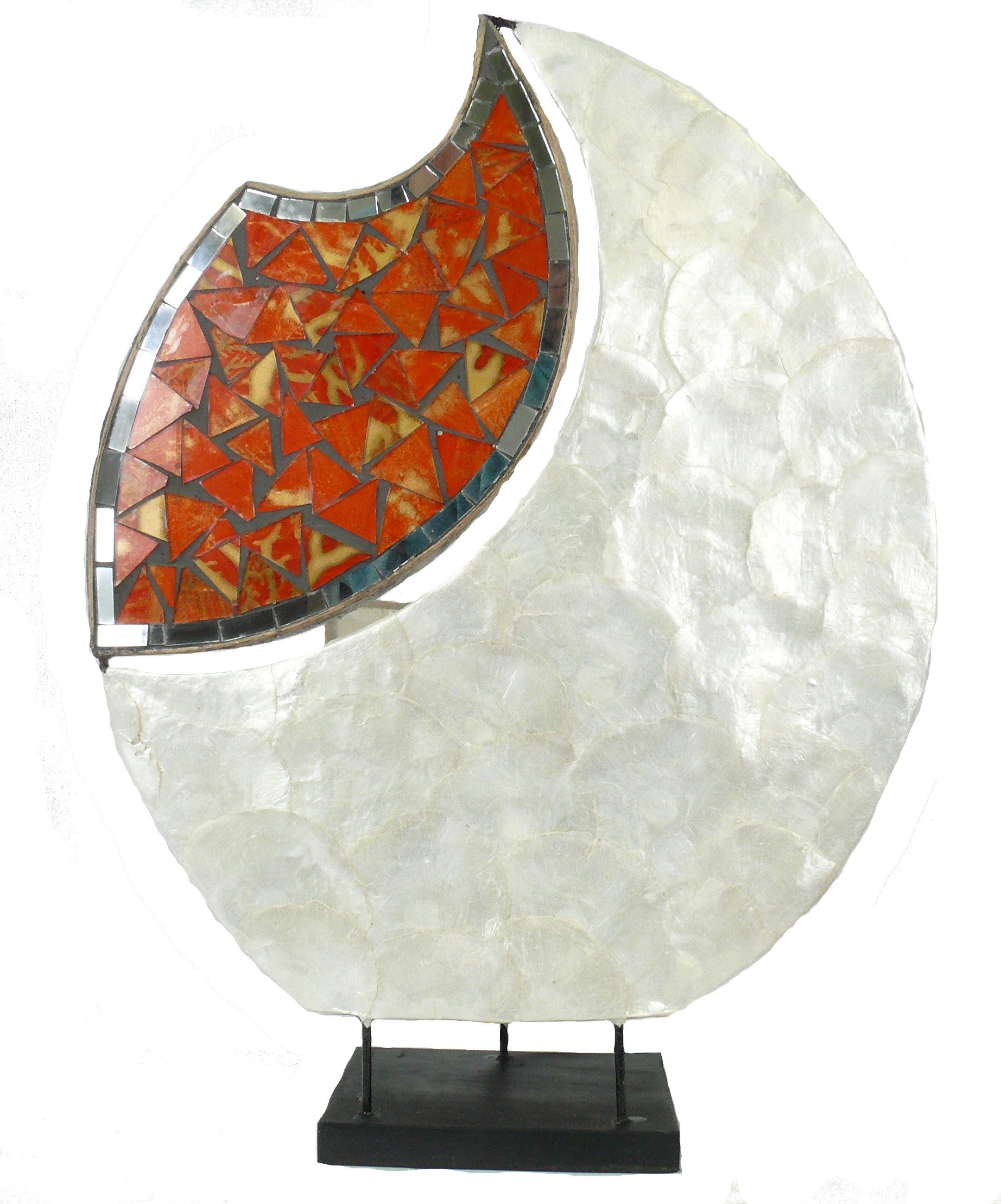 WORU Tischleuchte Tischlampe Yoko Capiz Glasmosaik handgefertigt ca. 45 cm