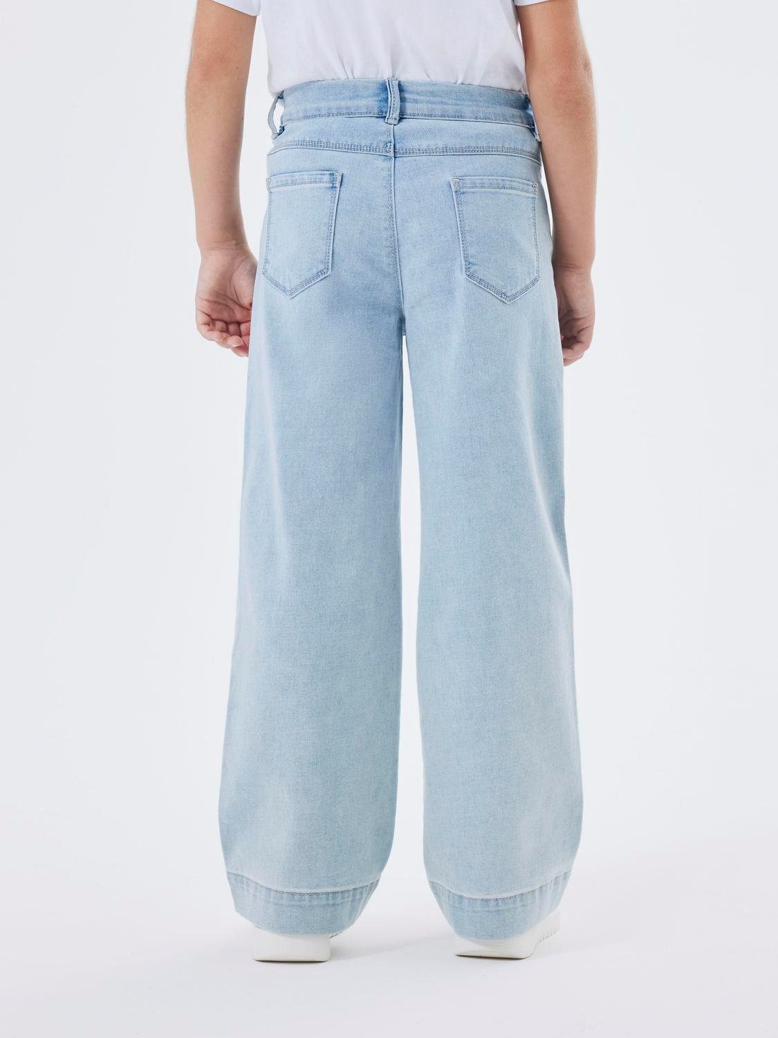 Name It Weite Jeans NKFROSE für Mädchen mit weitem Bein und High Waist unifarben, casual, loose fit, Baumwollmischung, Denim