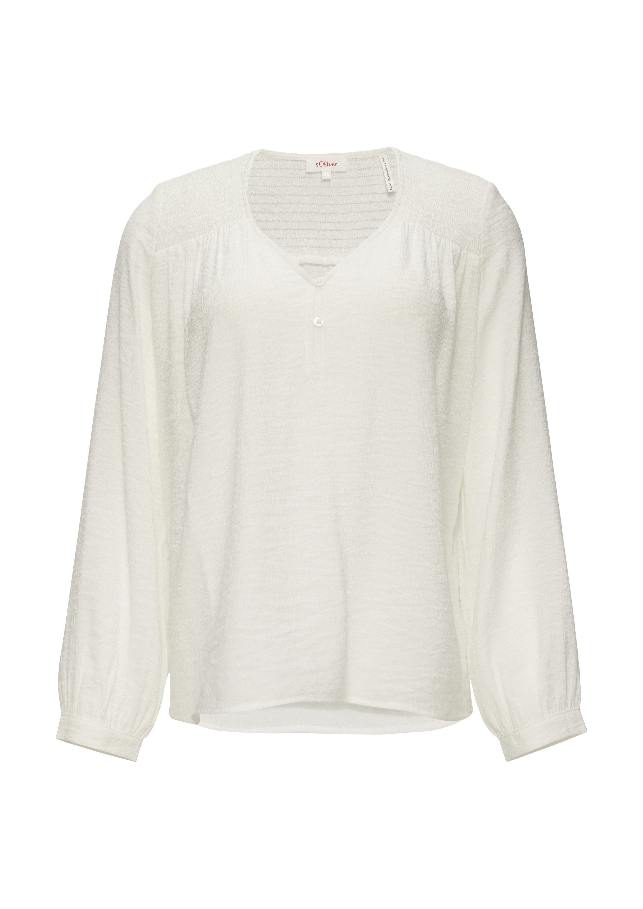 s.Oliver Langarmbluse Bluse Strukturierte Bluse aus Viskosemix mit Smok Det günstig online kaufen