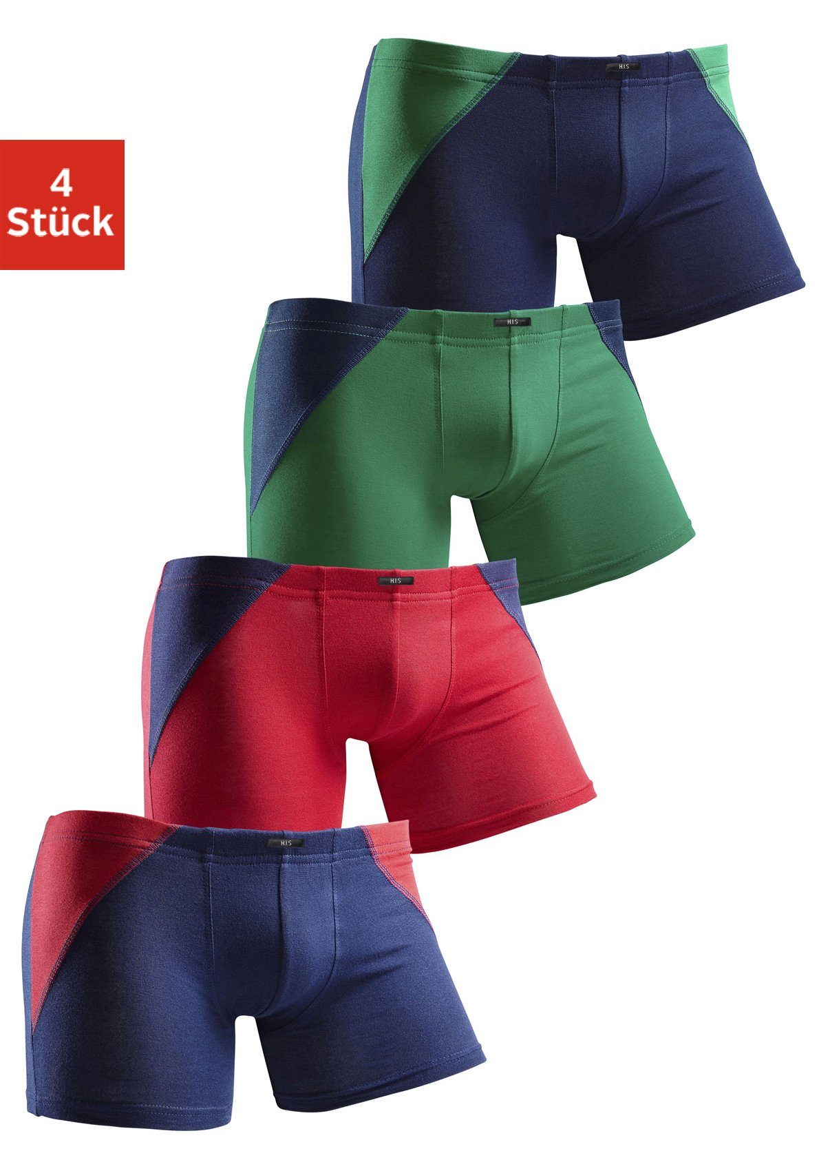 H.I.S Boxer Boxershorts für Jungen (Packung, 4-St) mit Colorblocking, Baumwollmischung