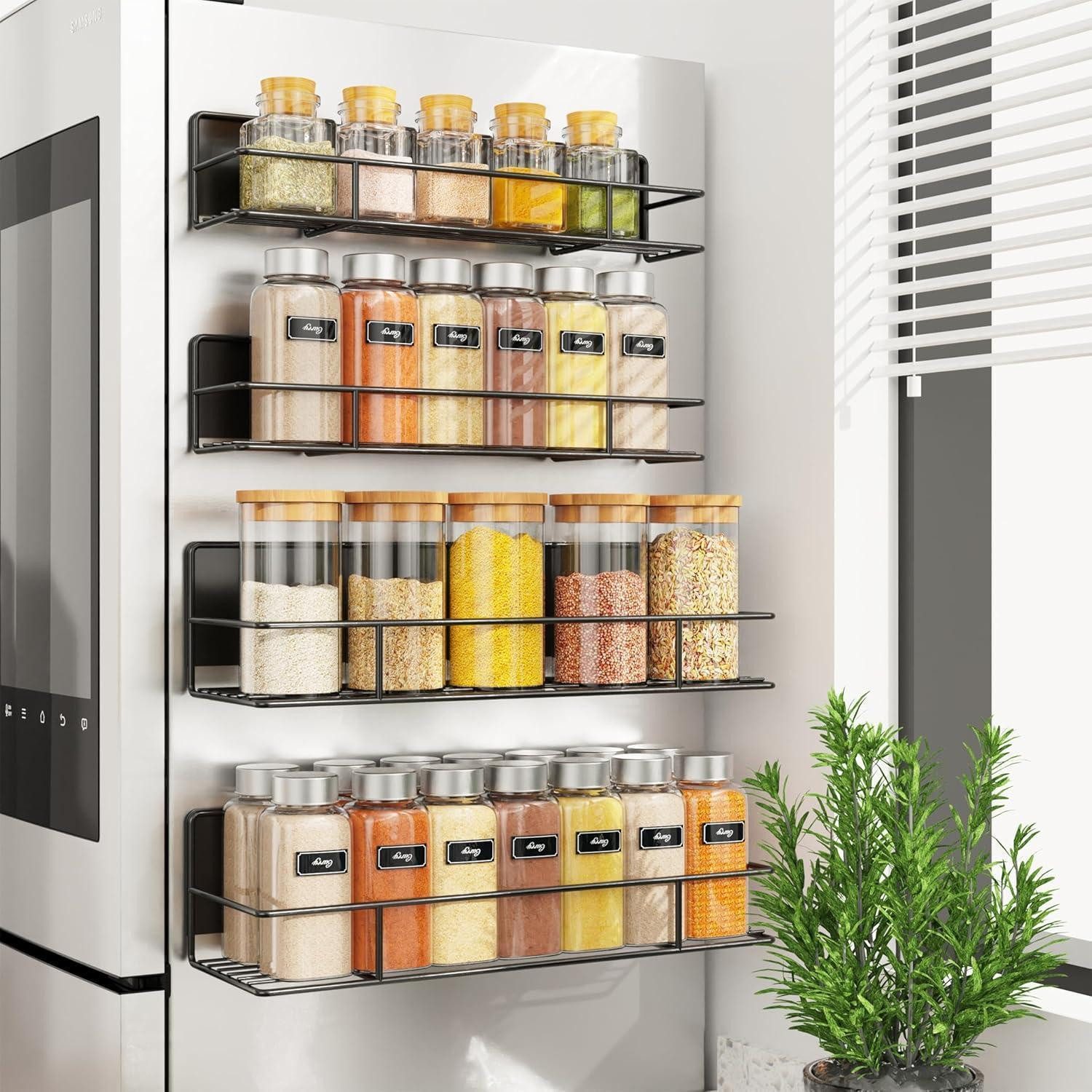 LuxusKollektion Gewürzregal Gewürzregal magnetisch Kühlschrank ohne Bohren 4 Stück Große