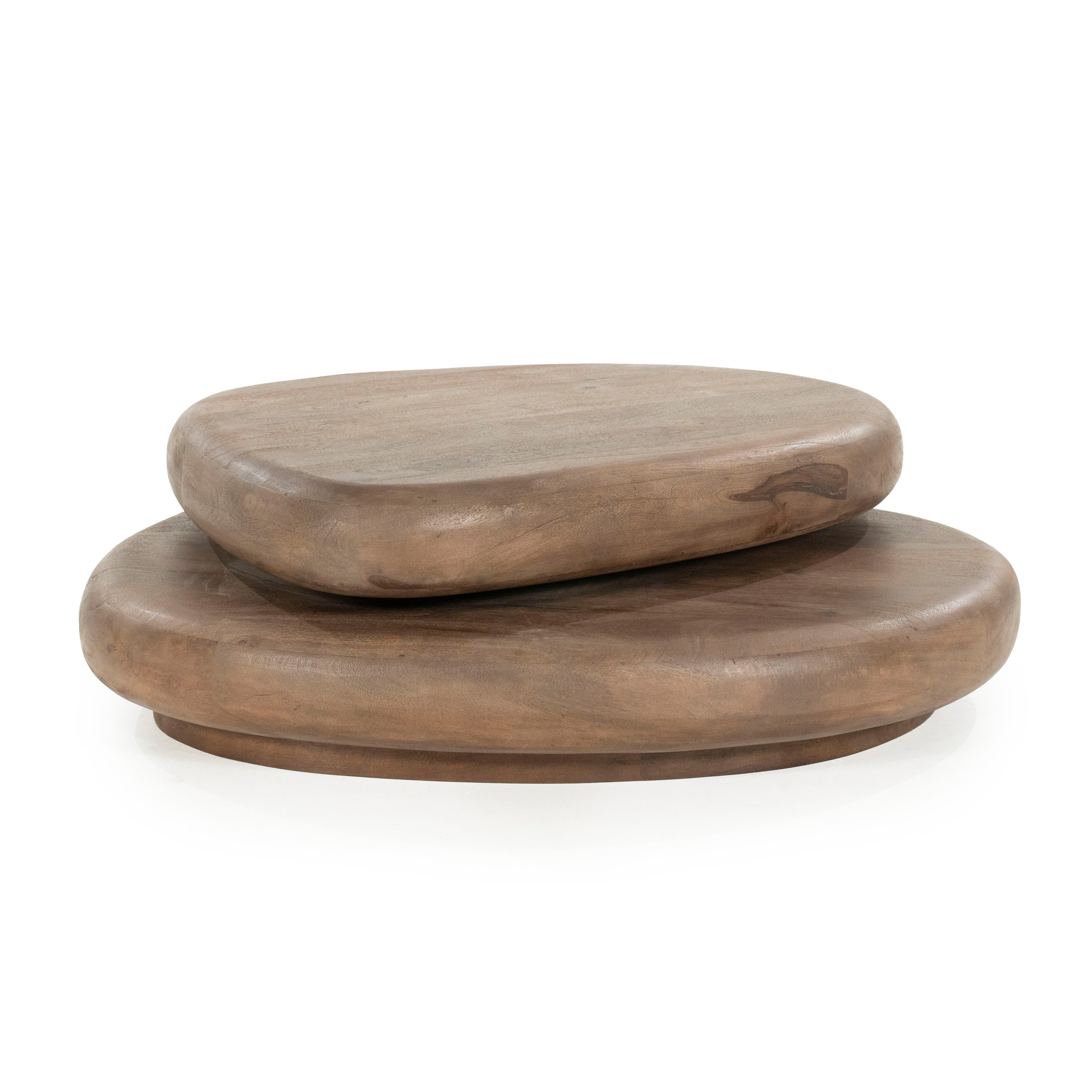 LEVEN Lifestyle Couchtisch 2er Set Wohnzimmertisch ORGANIX Mangoholz Natur (2´er Set), Kleiner Tisch flexibel verschiebbar, auf großem Tisch platzierbar